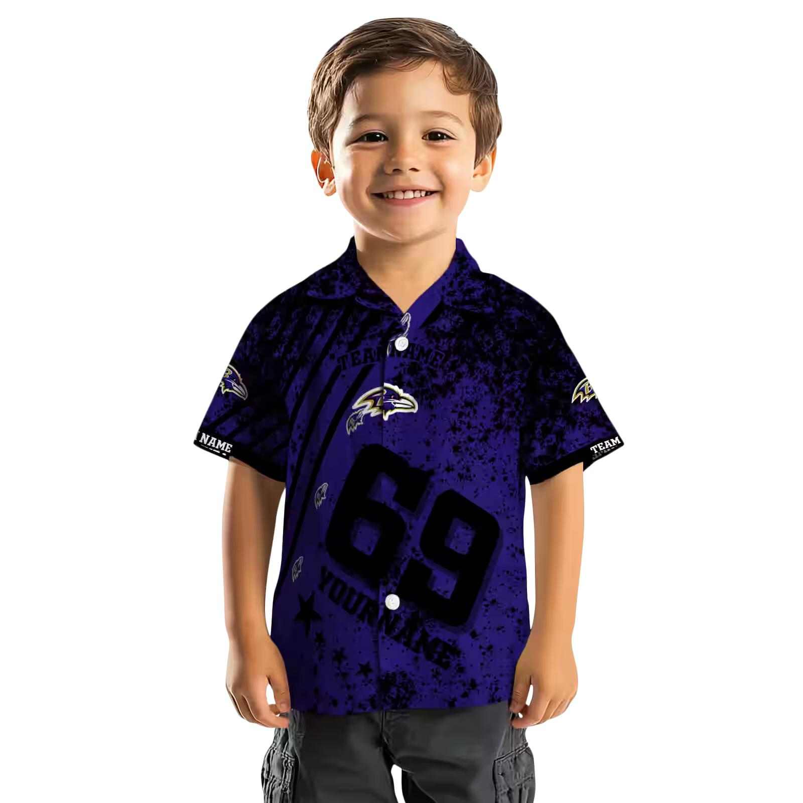 personalized baltimore ravens star stripes purple hawaiian shirt top rated