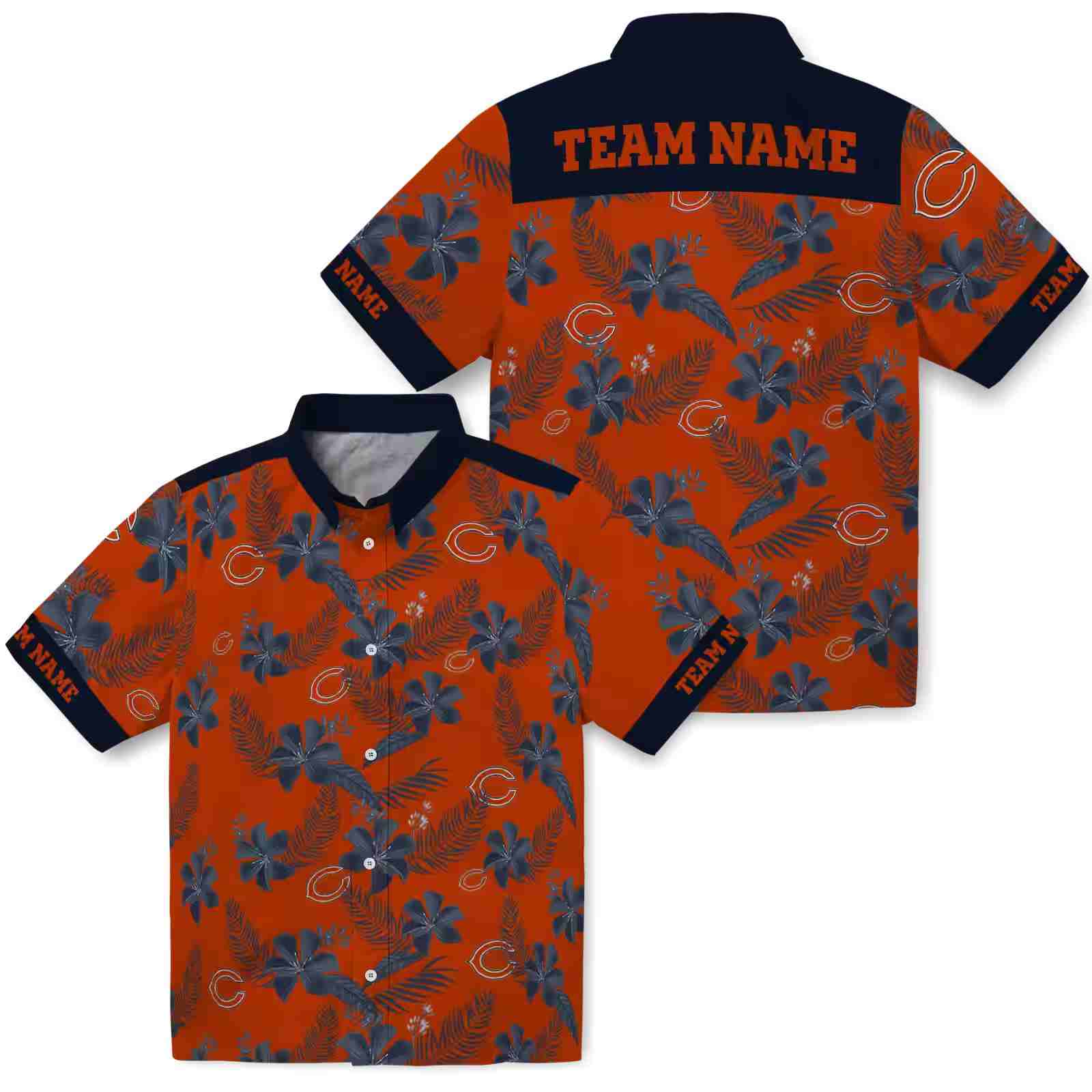 personalized chicago bears botanical print orange hawaiian shirt high quality