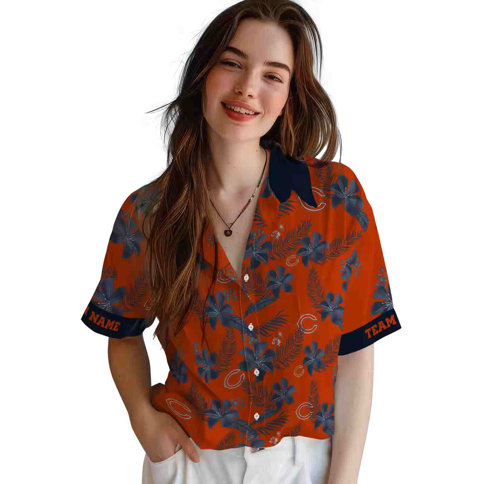 personalized chicago bears botanical print orange hawaiian shirt latest model