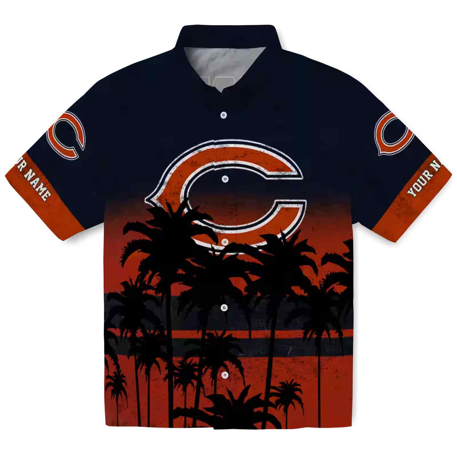 personalized chicago bears sunset pattern blue black hawaiian shirt best selling