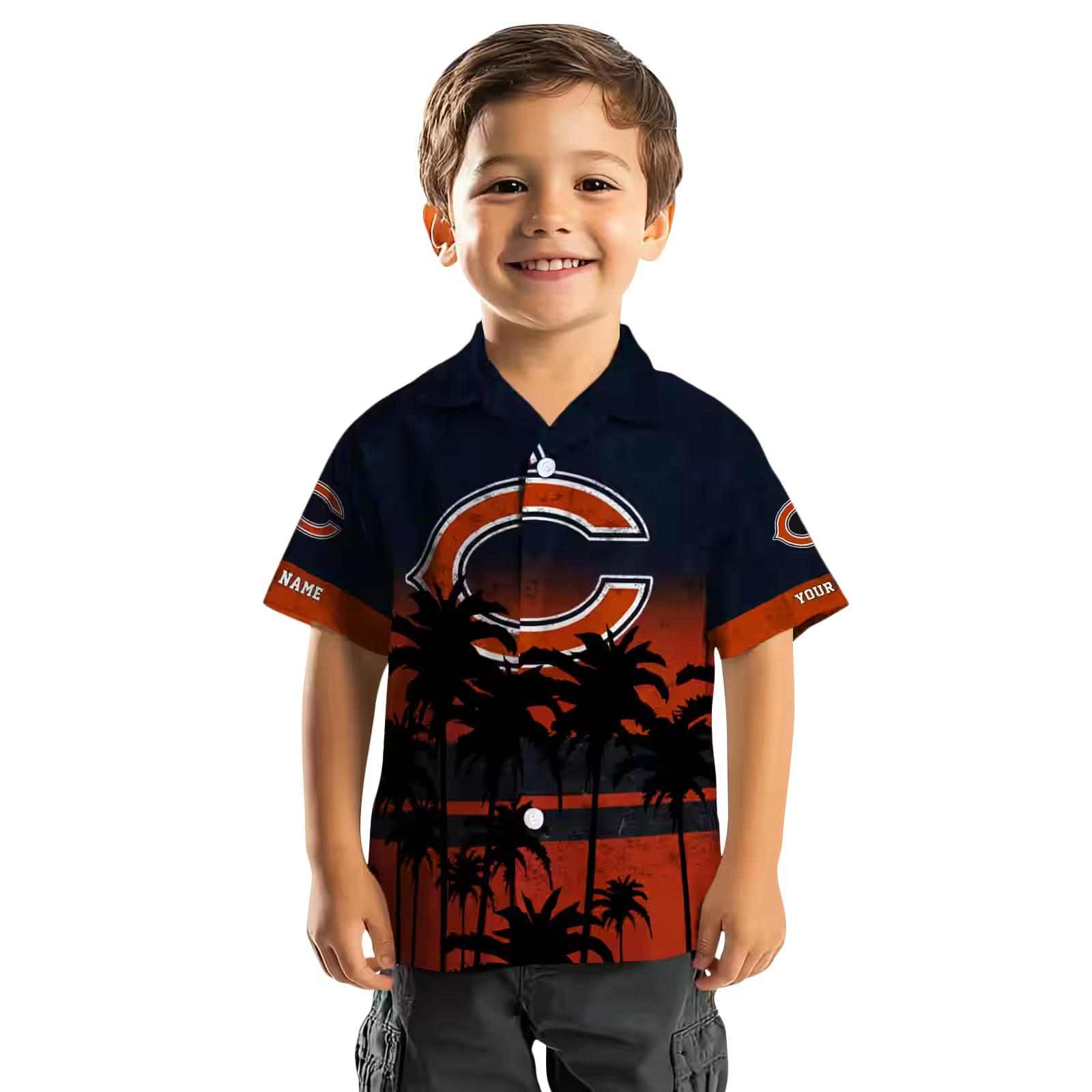 personalized chicago bears sunset pattern blue black hawaiian shirt top rated