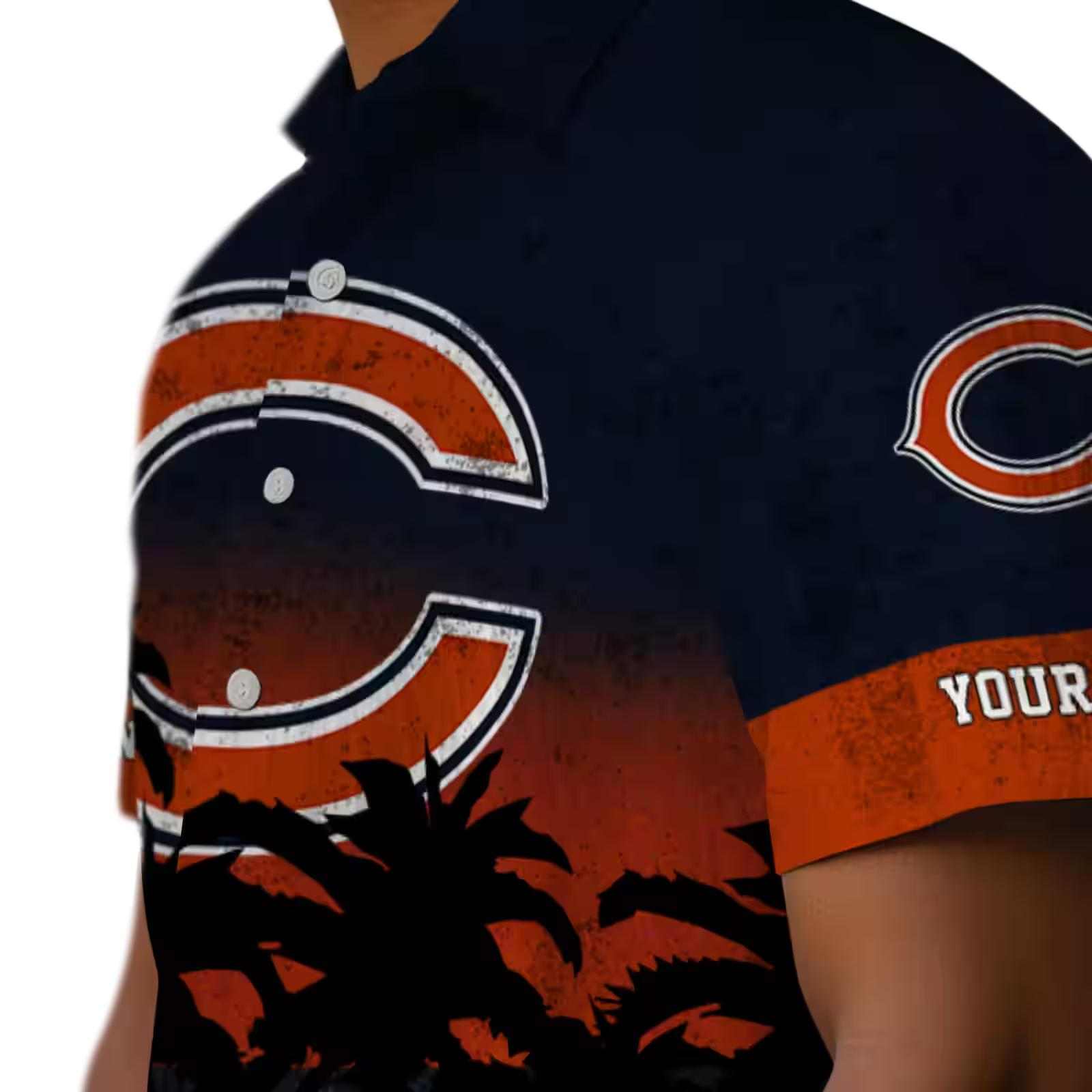 personalized chicago bears sunset pattern blue black hawaiian shirt trendy