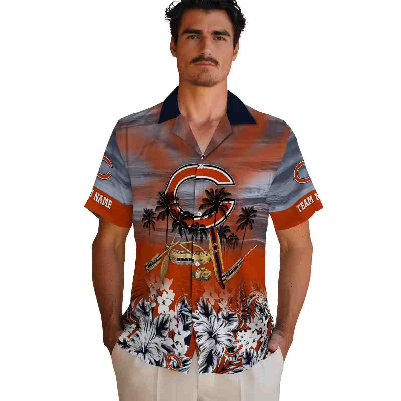 personalized chicago bears tropical canoe blue hawaiian shirt fashion forward