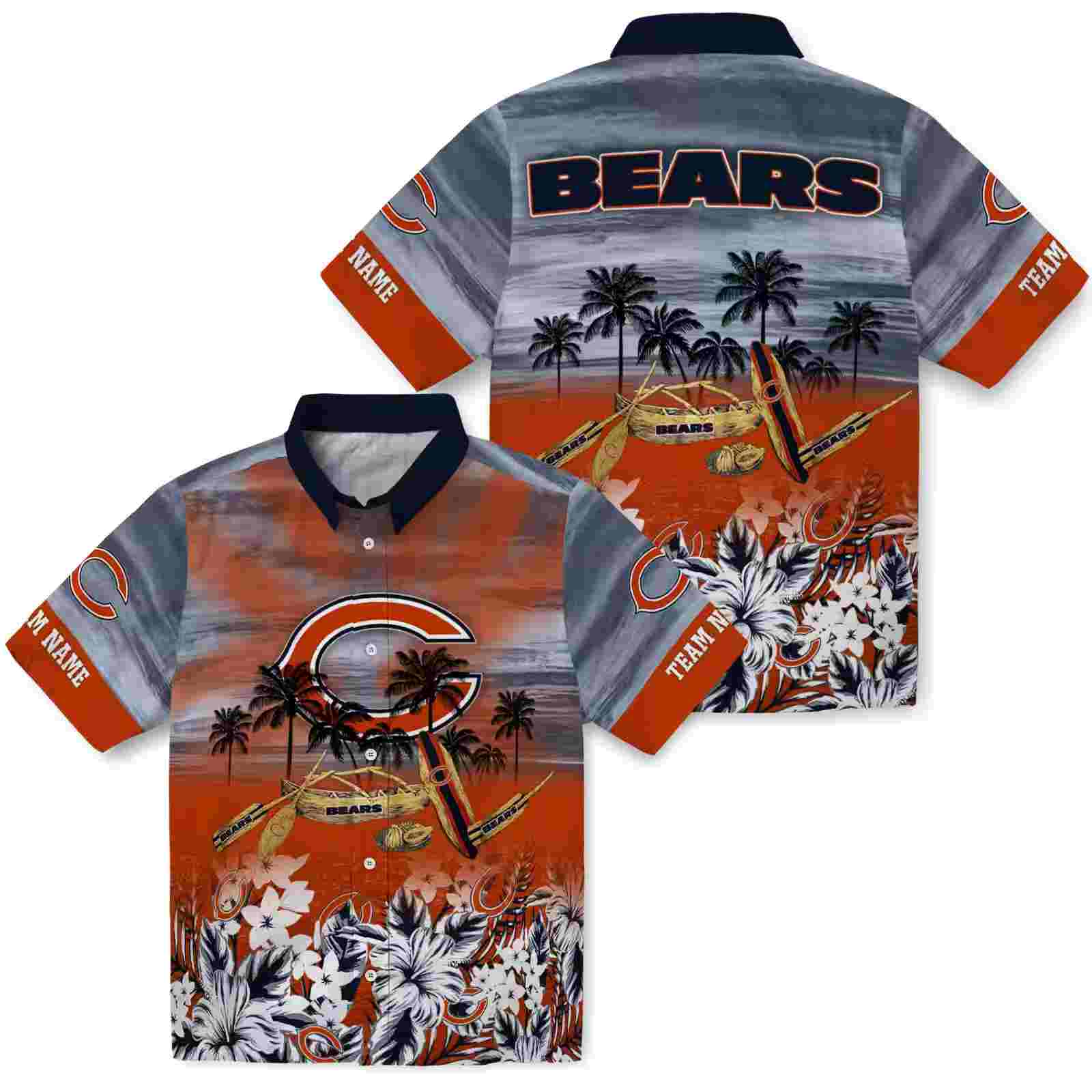 personalized chicago bears tropical canoe blue hawaiian shirt high quality