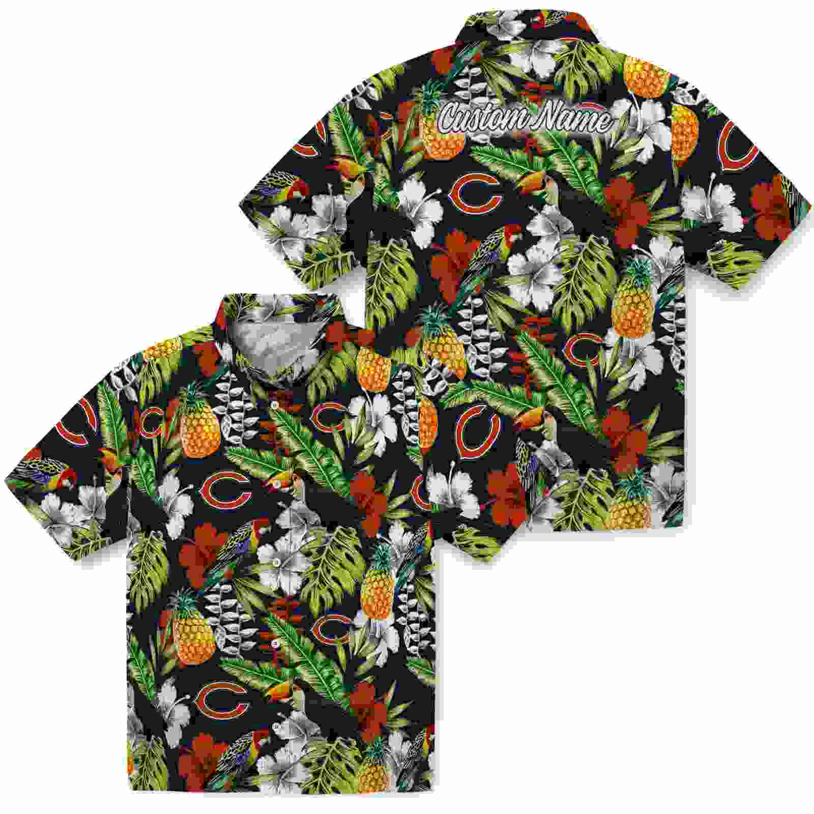 personalized chicago bears tropical toucan blue green hawaiian shirt high quality