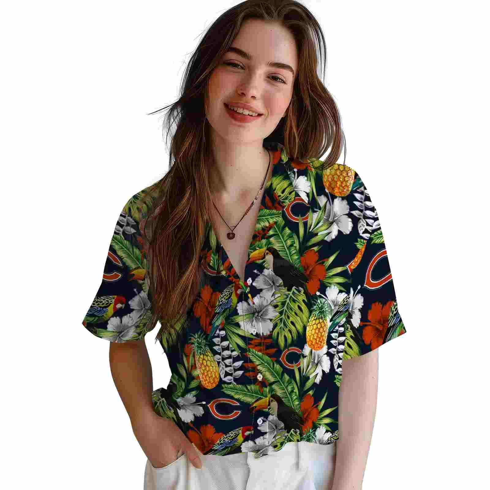 personalized chicago bears tropical toucan blue green hawaiian shirt latest model