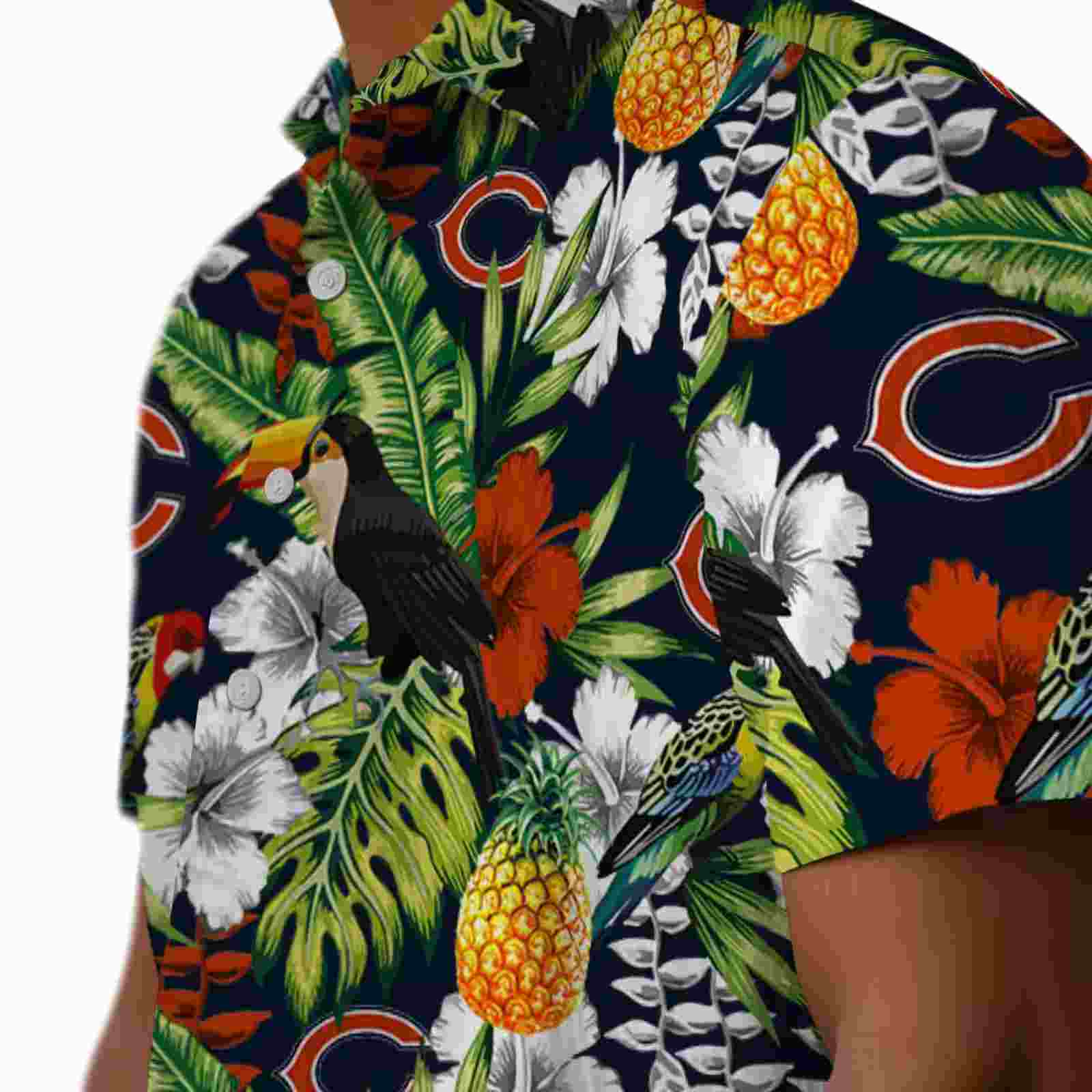 personalized chicago bears tropical toucan blue green hawaiian shirt trendy