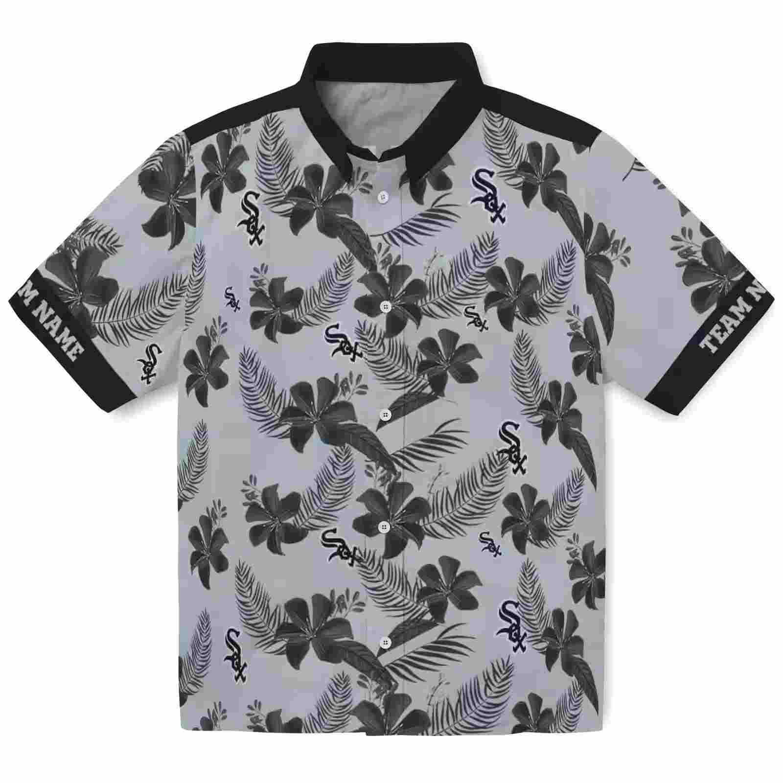 Personalized Chicago White Sox Botanical Print Silver Hawaiian Shirt