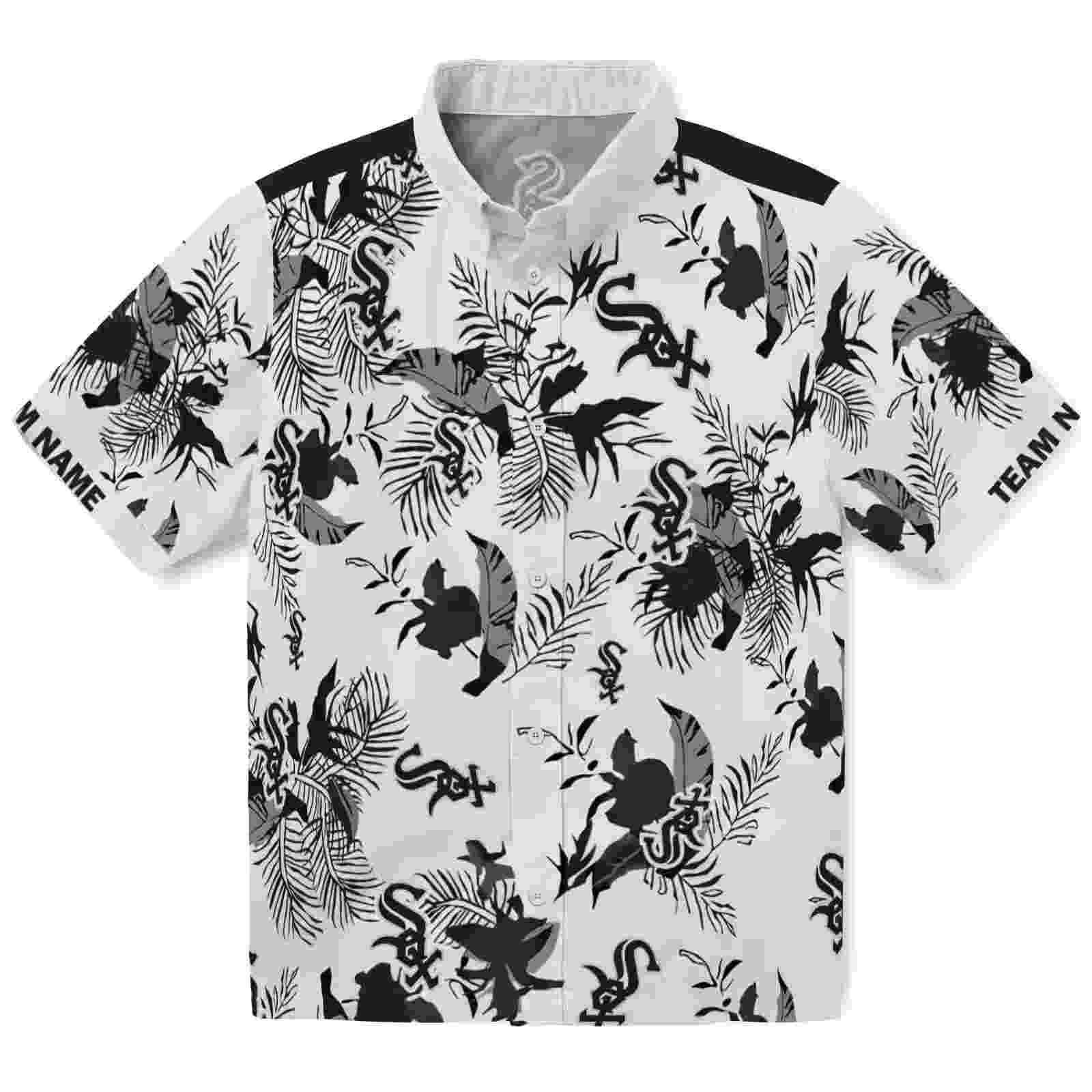 Personalized Chicago White Sox Botanical Theme Black White Hawaiian Shirt