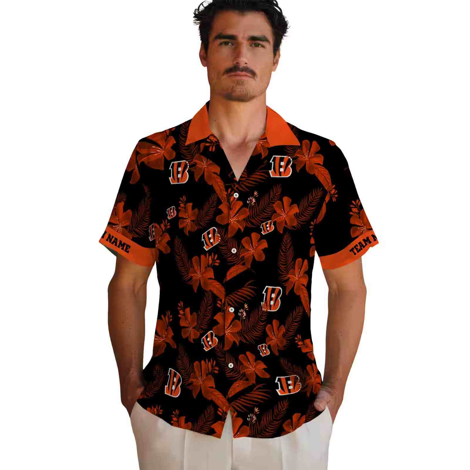 personalized cincinnati bengals botanical print black hawaiian shirt fashion forward