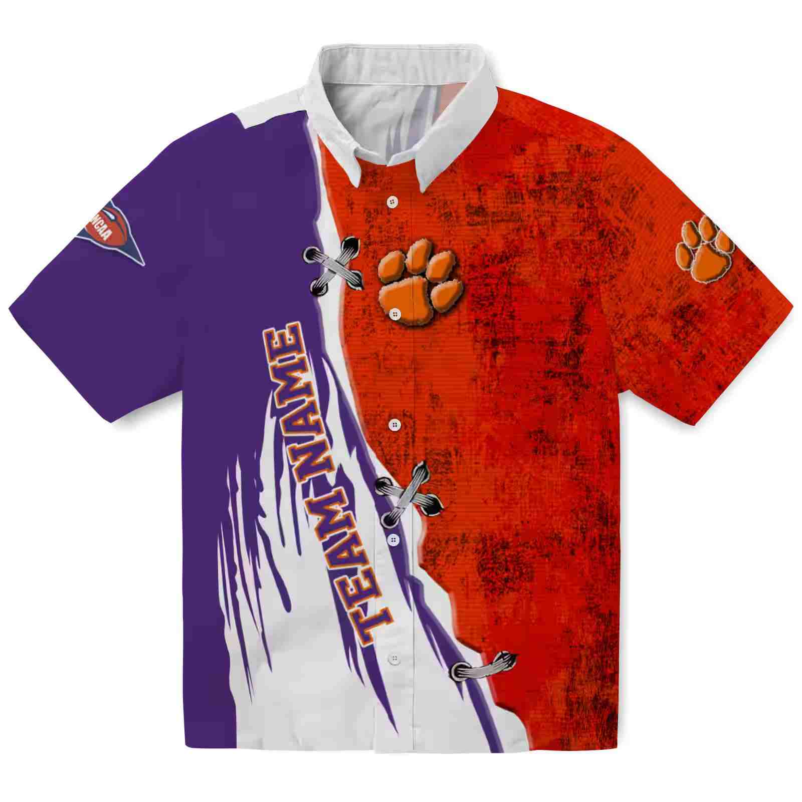 Personalized Clemson Tigers Edgy Streaks Orange White Hawaiian Shirt