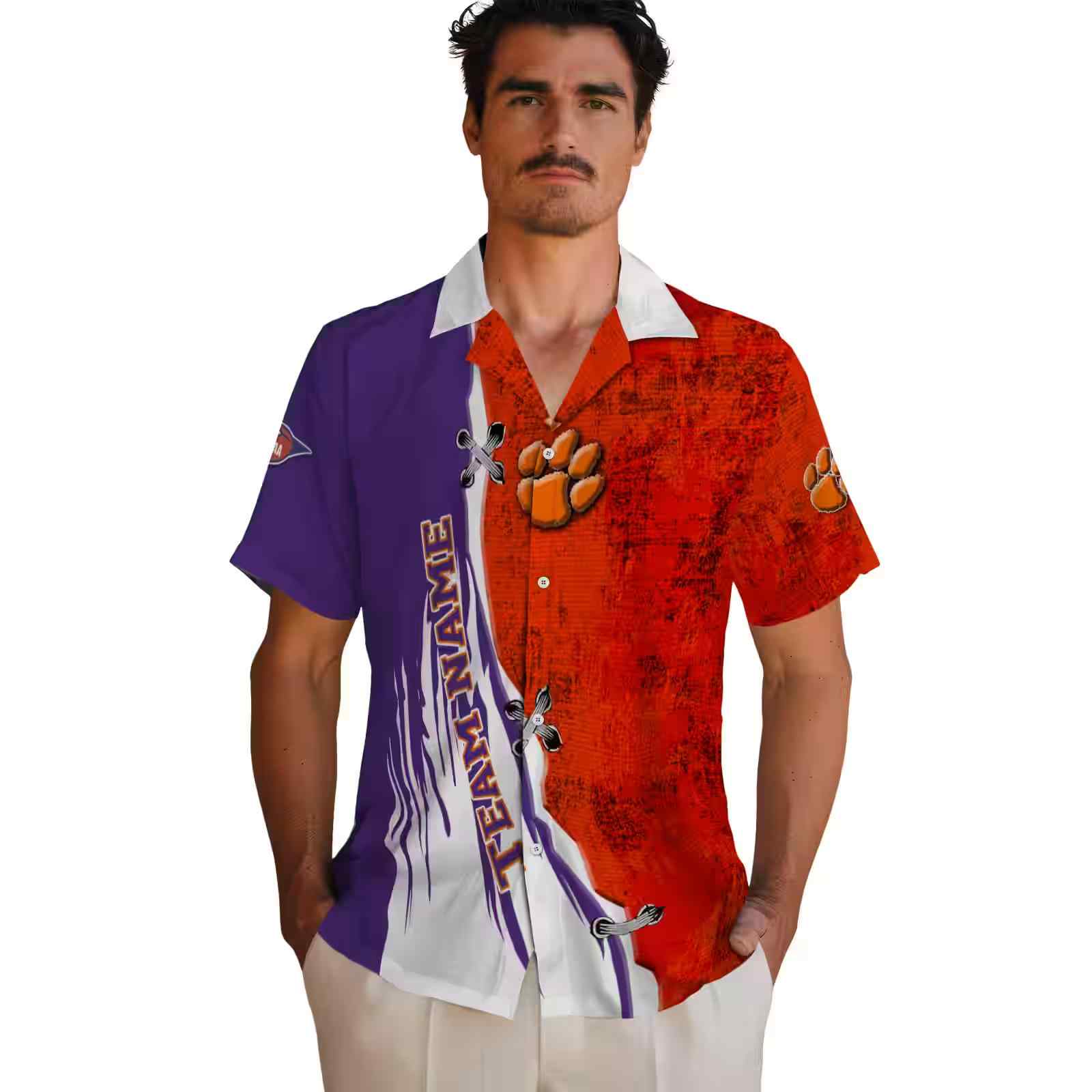 personalized clemson tigers edgy streaks orange white hawaiian shirt fashion forward