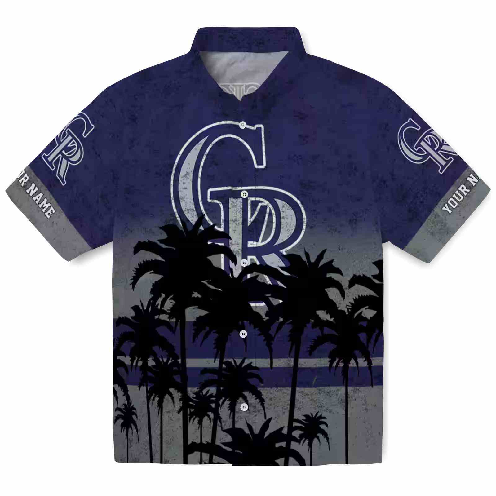 Personalized Colorado Rockies Sunset Pattern Blue Black Hawaiian Shirt