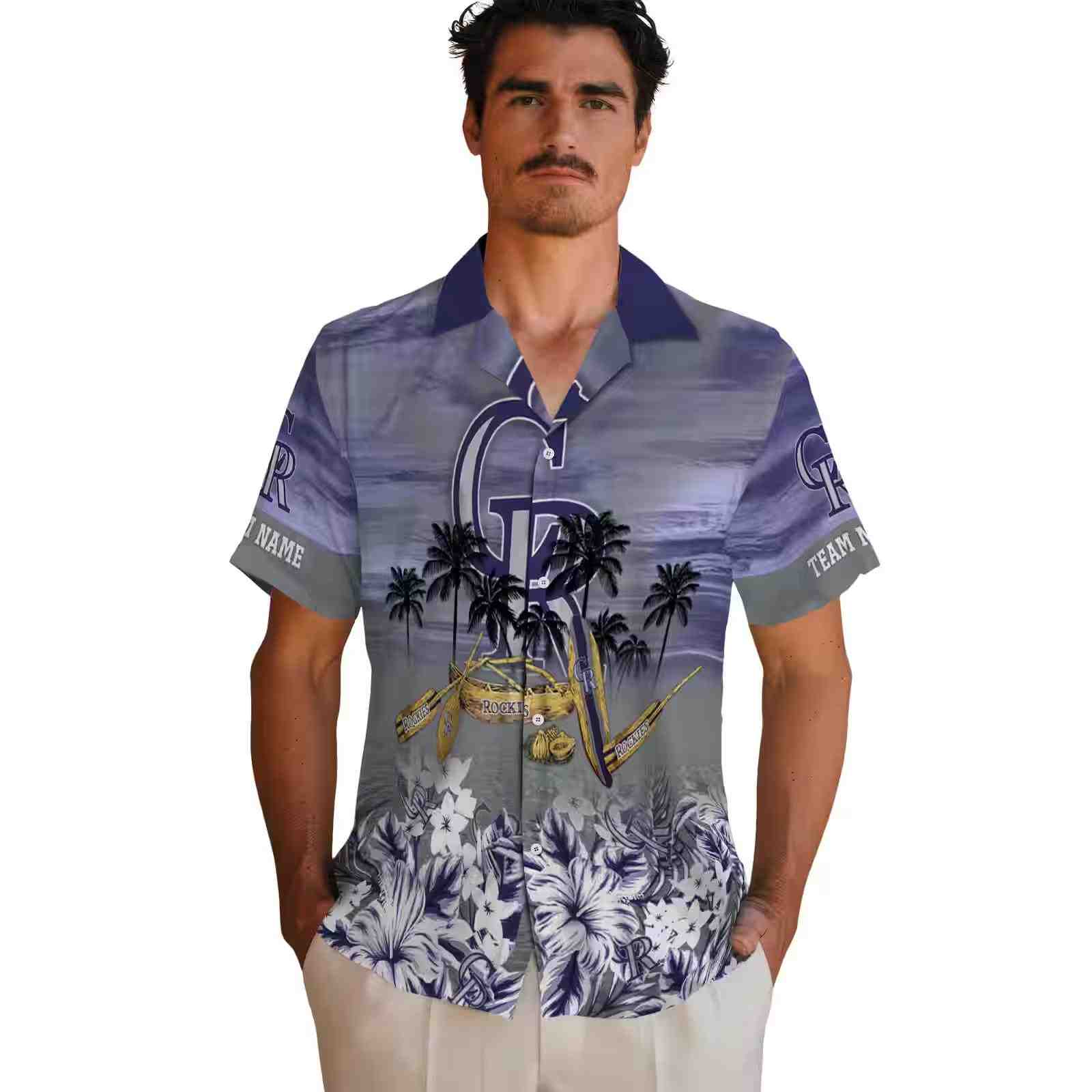 personalized colorado rockies tropical canoe blue hawaiian shirt fashion forward