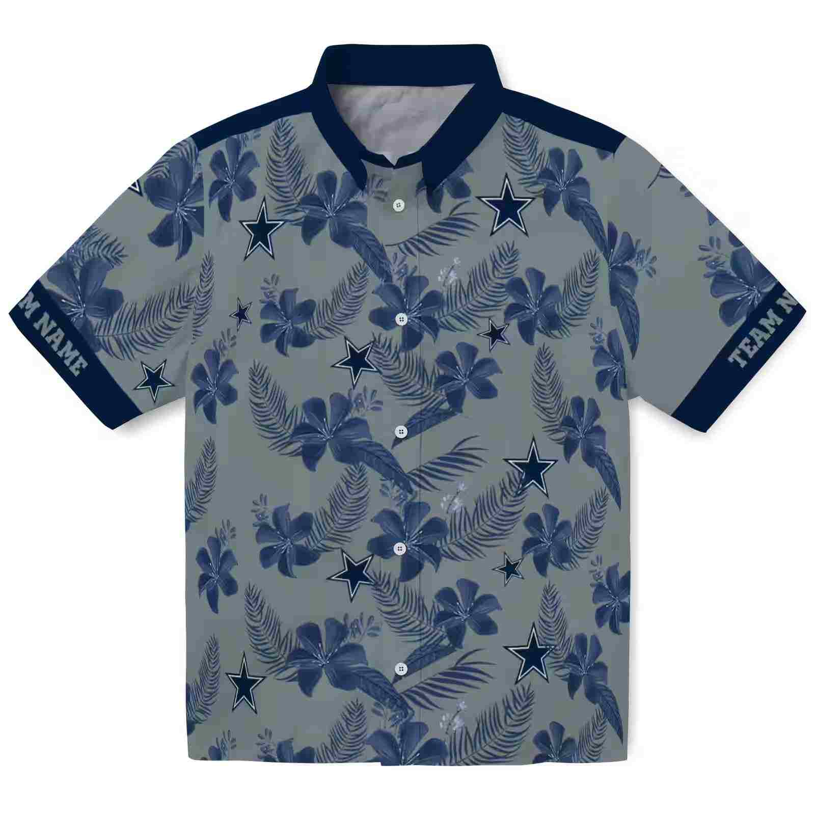 Personalized Dallas Cowboys Botanical Print Silver Hawaiian Shirt