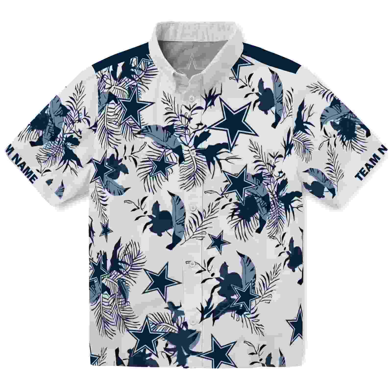 Personalized Dallas Cowboys Botanical Theme Blue White Hawaiian Shirt