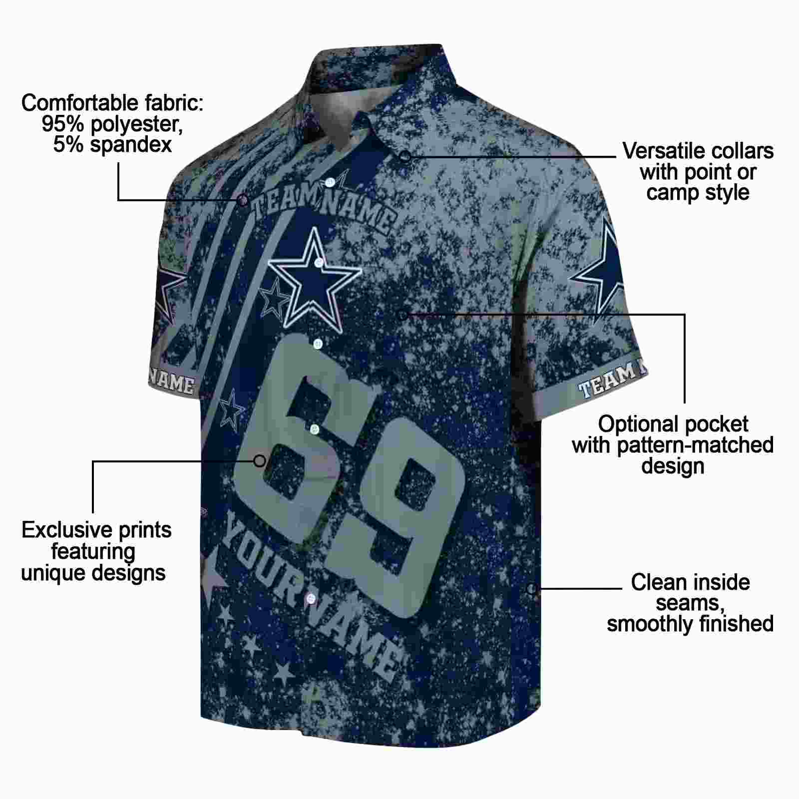 personalized dallas cowboys star stripes blue hawaiian shirt new arrival