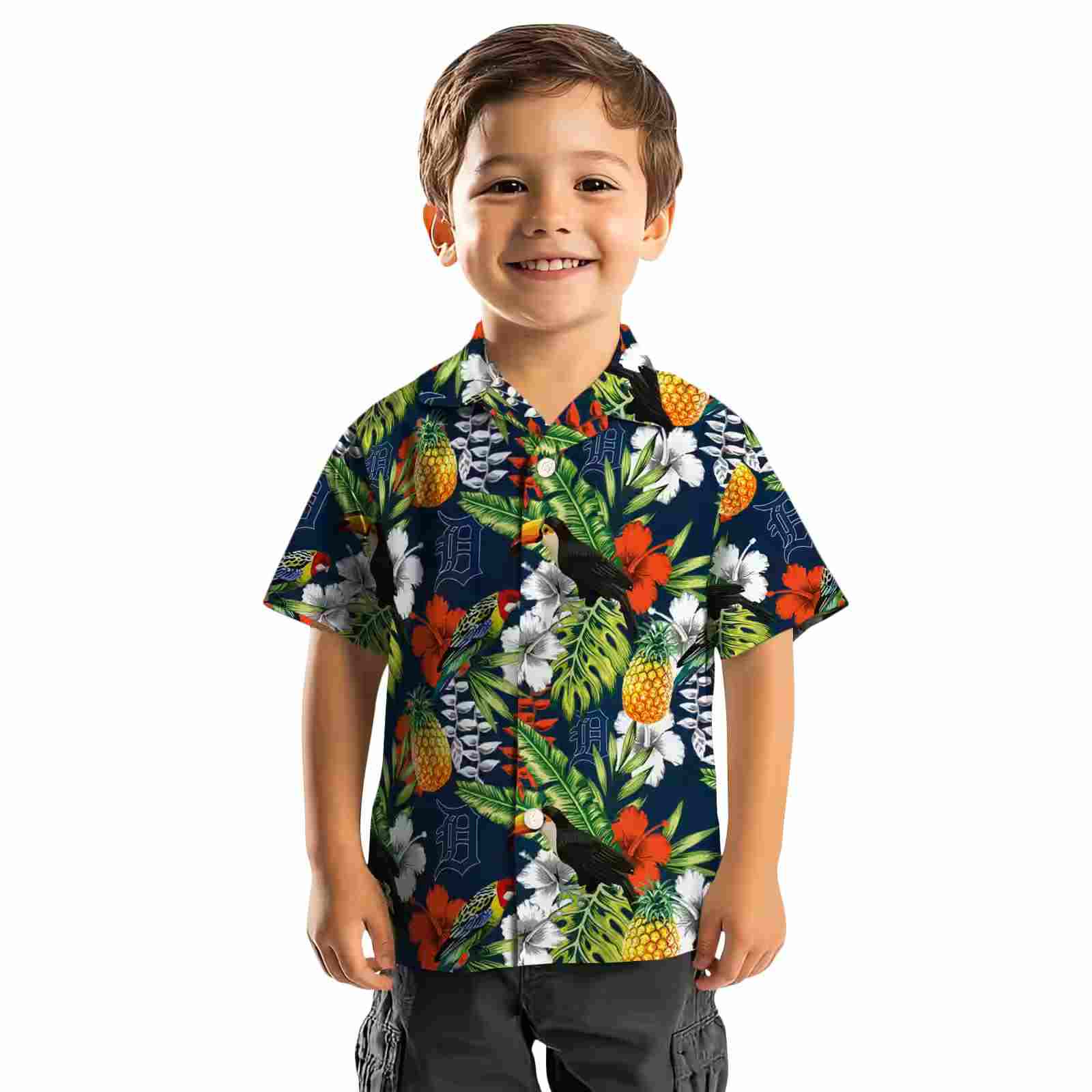 personalized detroit tigers tropical toucan navy green hawaiian shirt top rated