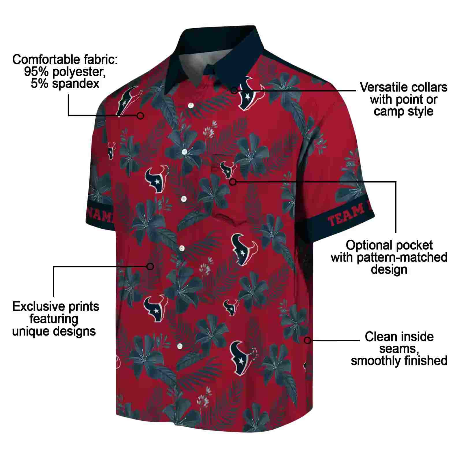 personalized houston texans botanical print red hawaiian shirt new arrival