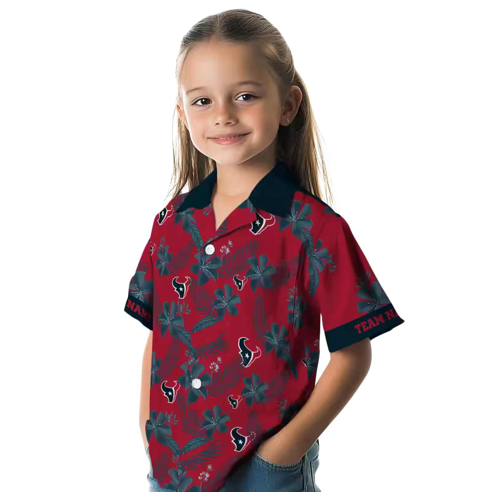 personalized houston texans botanical print red hawaiian shirt premium grade