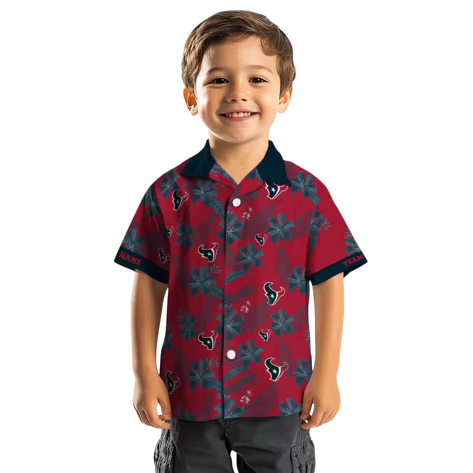 personalized houston texans botanical print red hawaiian shirt top rated