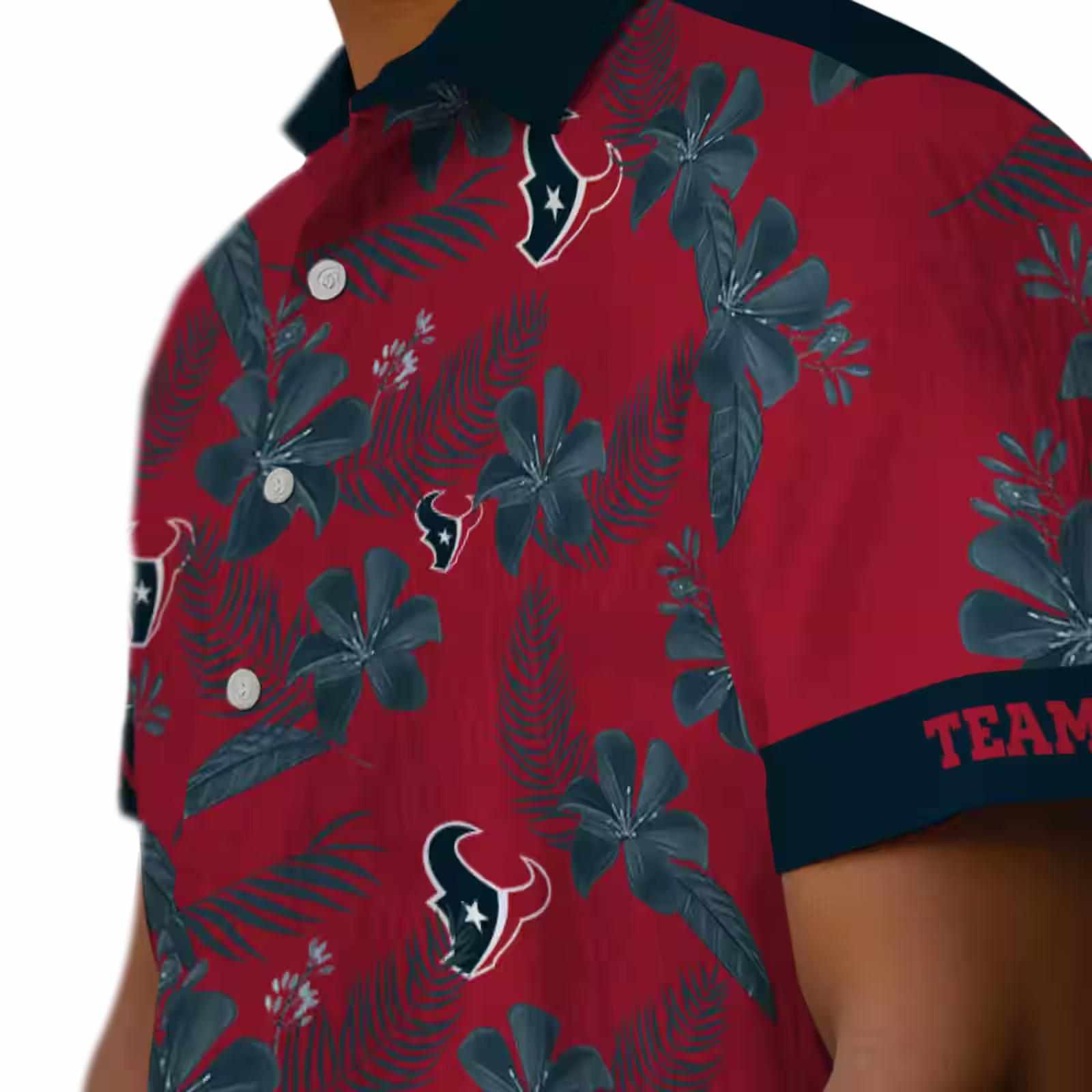 personalized houston texans botanical print red hawaiian shirt trendy