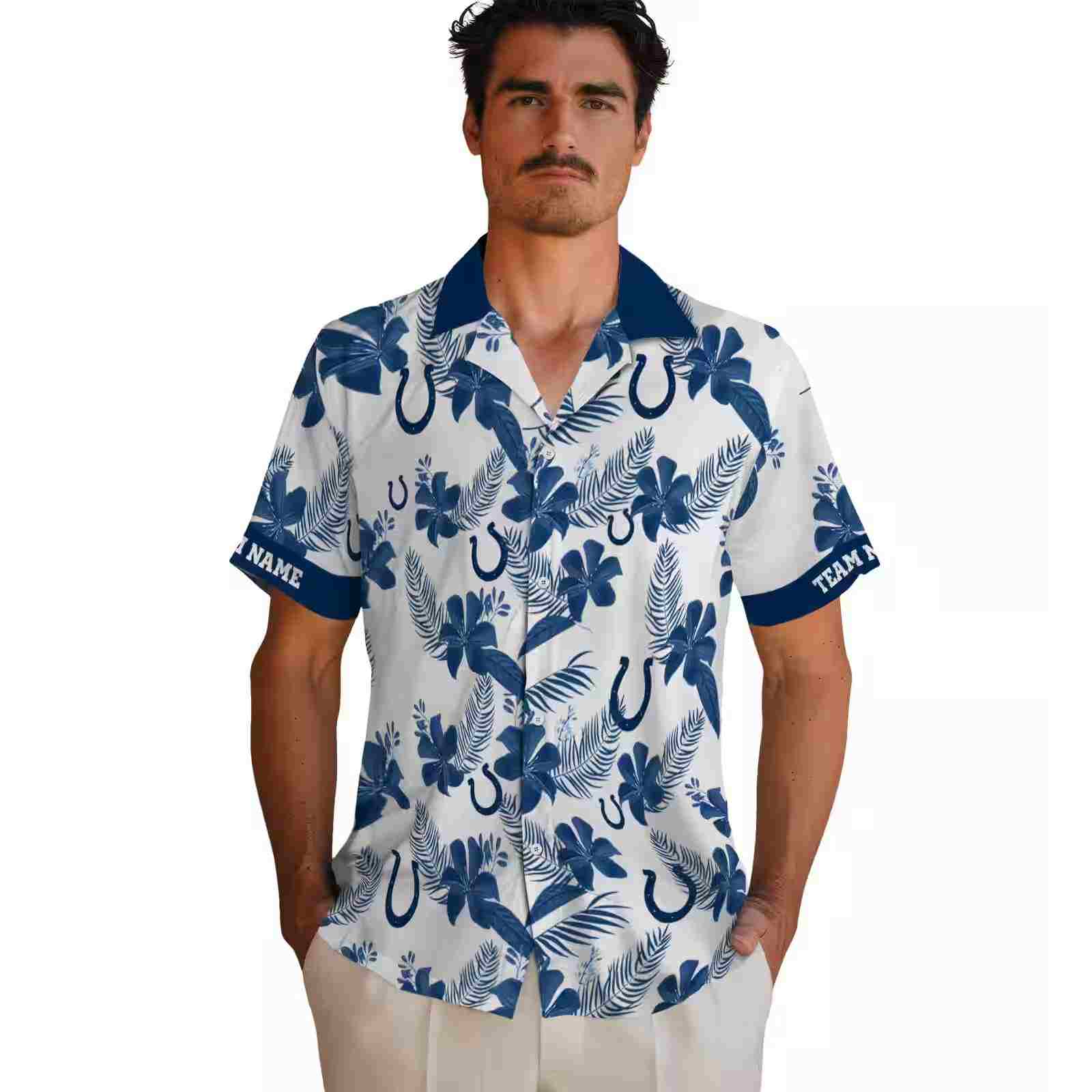 personalized indianapolis colts botanical print white hawaiian shirt fashion forward