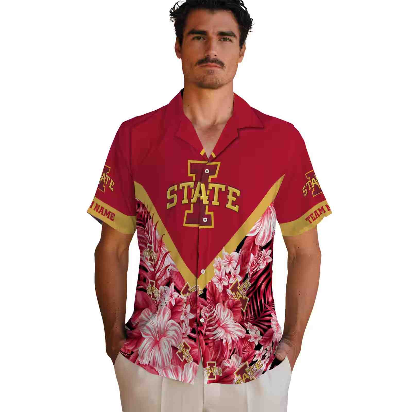 personalized iowa state cyclones floral chevron red hawaiian shirt fashion forward