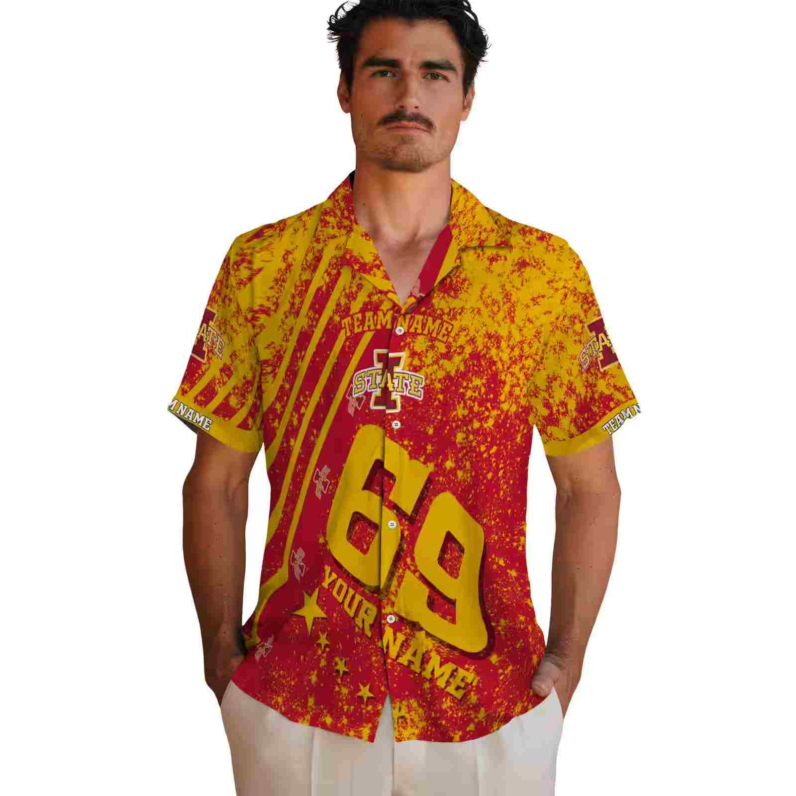 personalized iowa state cyclones star stripes red hawaiian shirt fashion forward