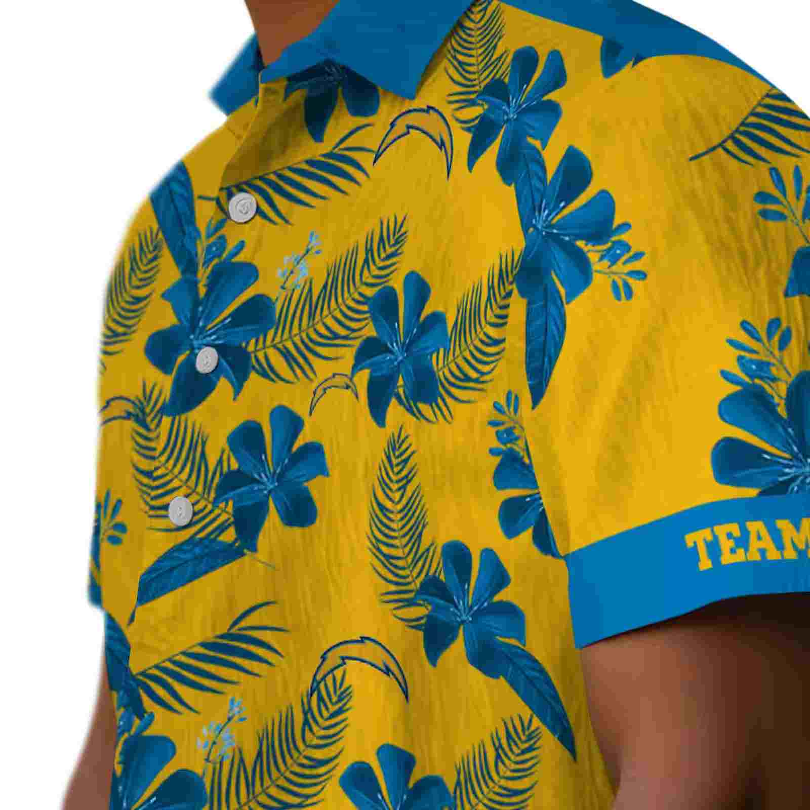 personalized los angeles chargers botanical print gold hawaiian shirt trendy