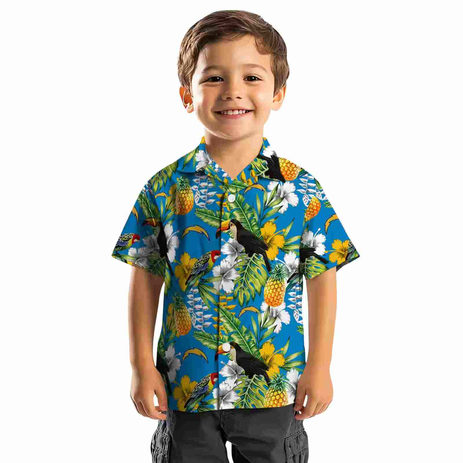 personalized los angeles chargers tropical toucan blue green hawaiian shirt top rated