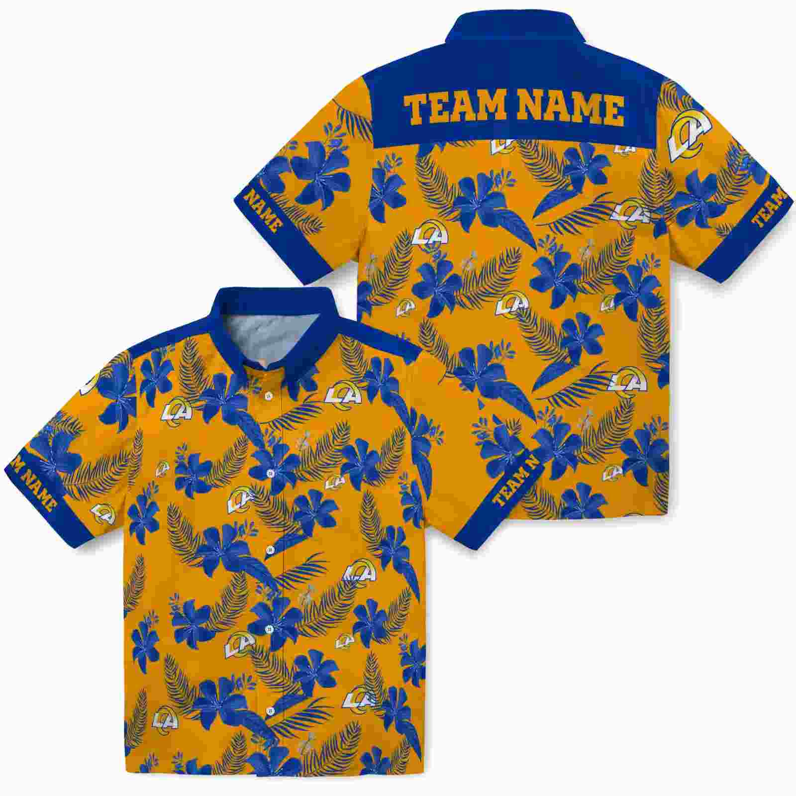 personalized los angeles rams botanical print orange hawaiian shirt high quality