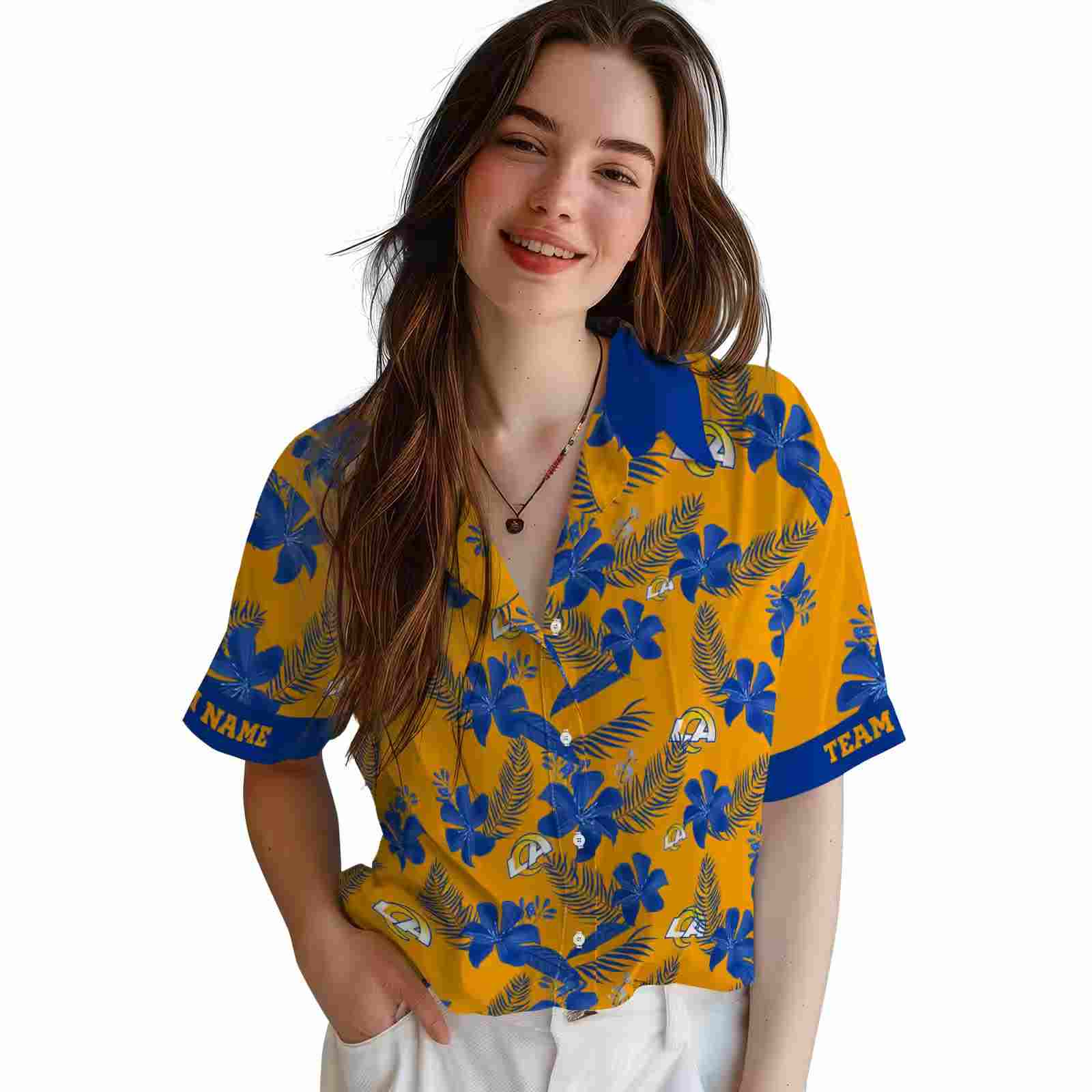 personalized los angeles rams botanical print orange hawaiian shirt latest model