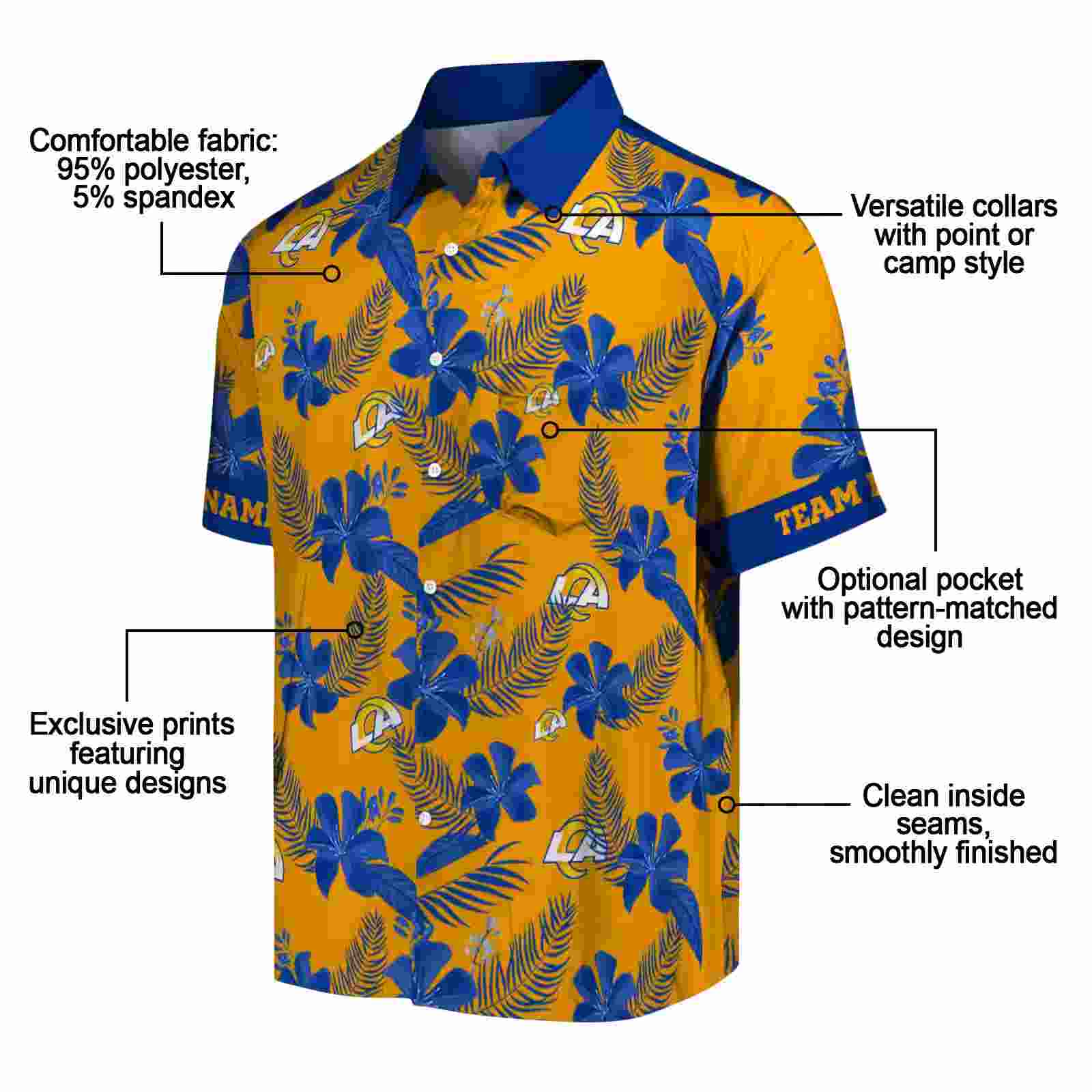 personalized los angeles rams botanical print orange hawaiian shirt new arrival