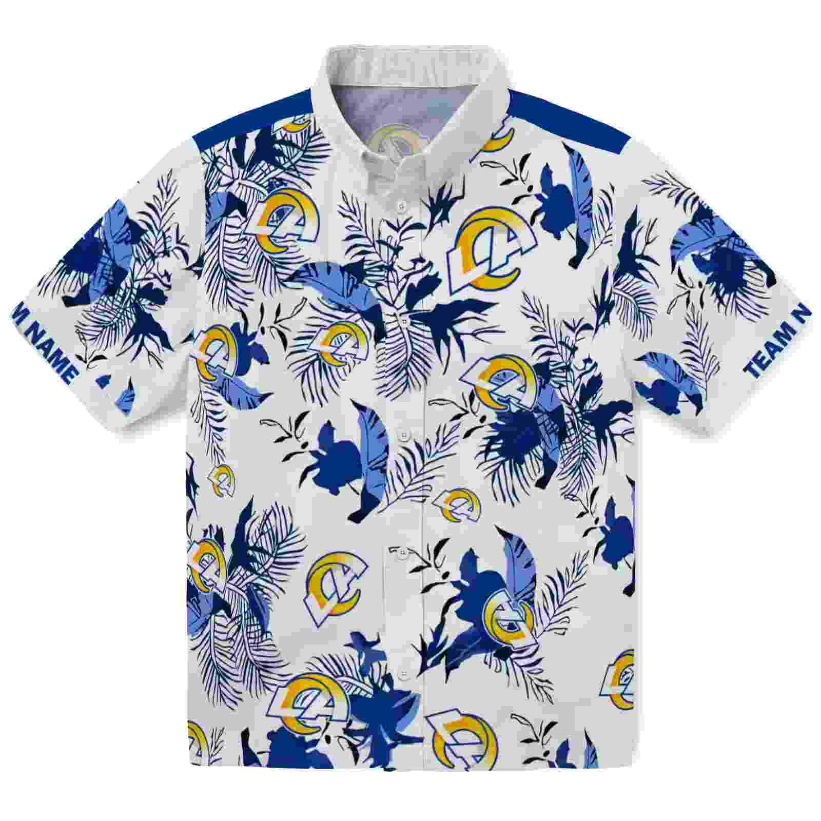 Personalized Los Angeles Rams Botanical Theme Blue White Hawaiian Shirt