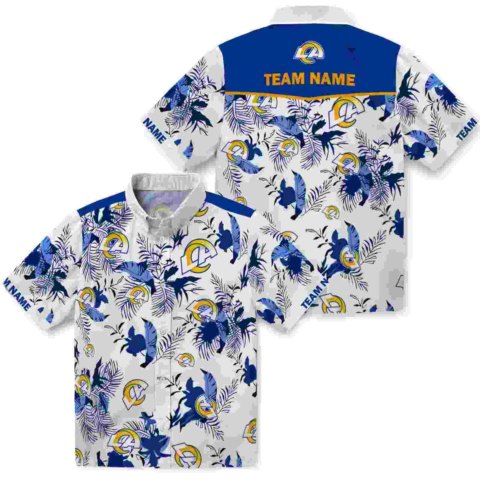 personalized los angeles rams botanical theme blue white hawaiian shirt high quality