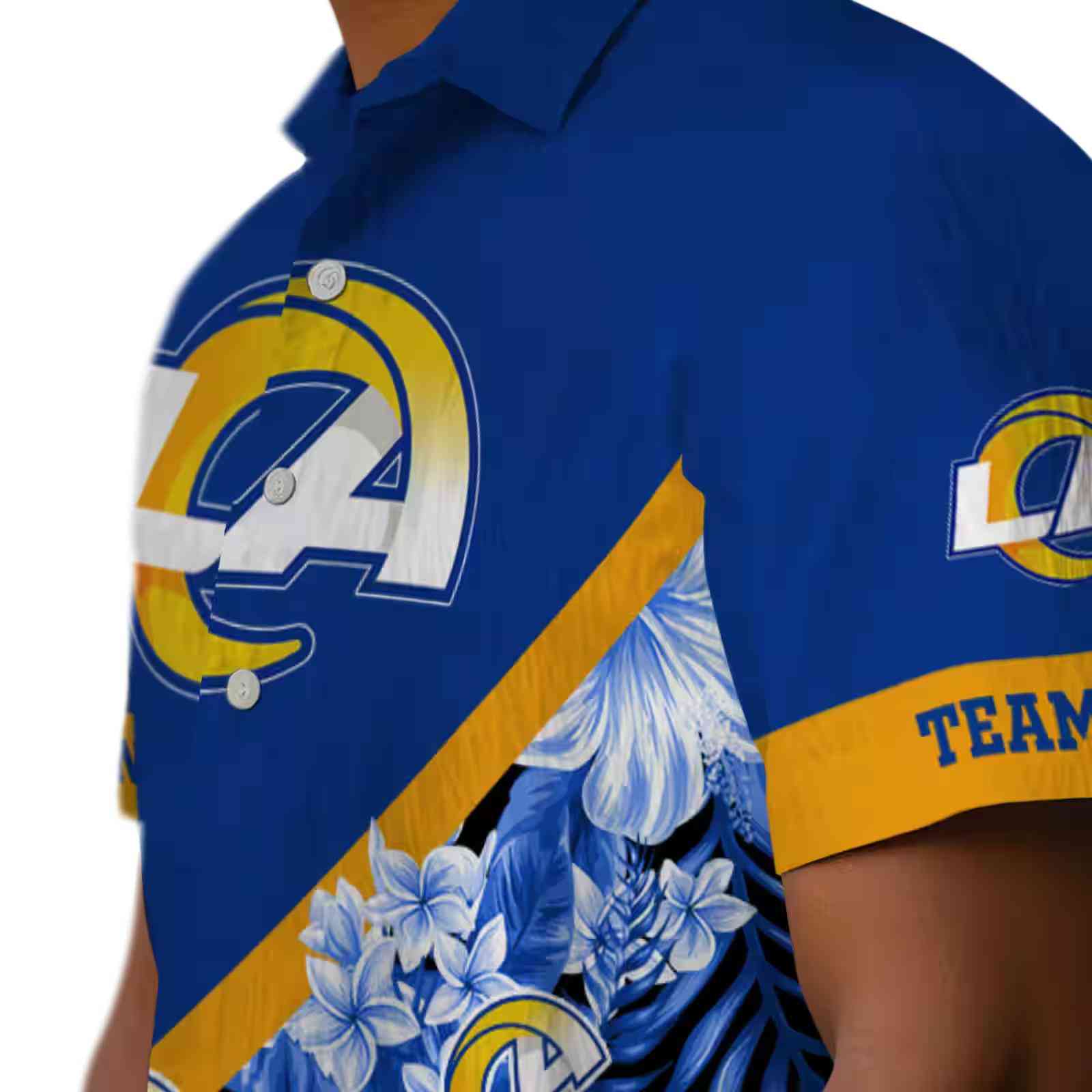 personalized los angeles rams floral chevron blue hawaiian shirt trendy