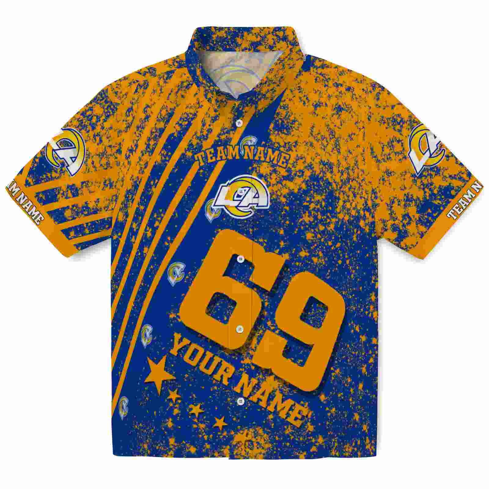 Personalized Los Angeles Rams Star Stripes Blue Hawaiian Shirt