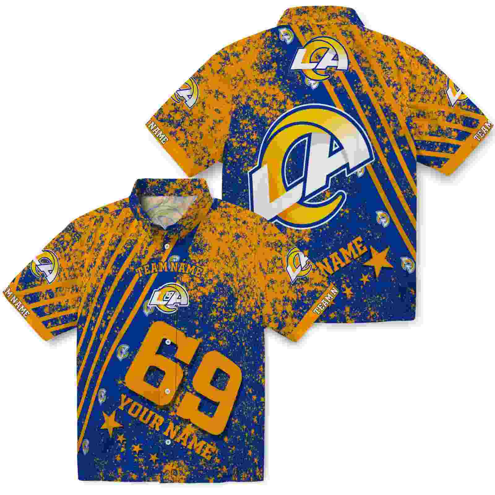 personalized los angeles rams star stripes blue hawaiian shirt high quality