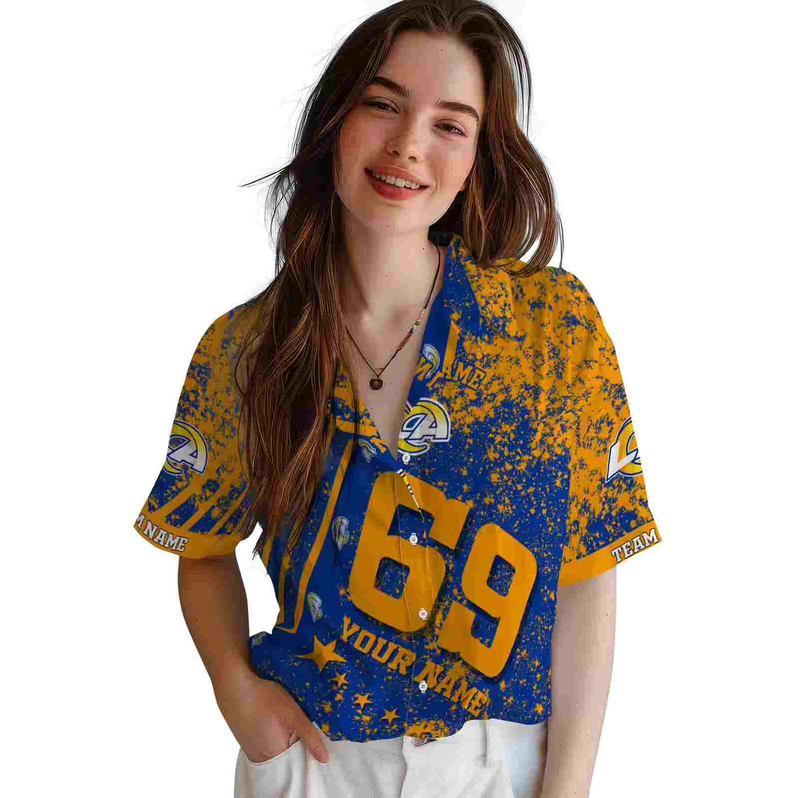 personalized los angeles rams star stripes blue hawaiian shirt latest model