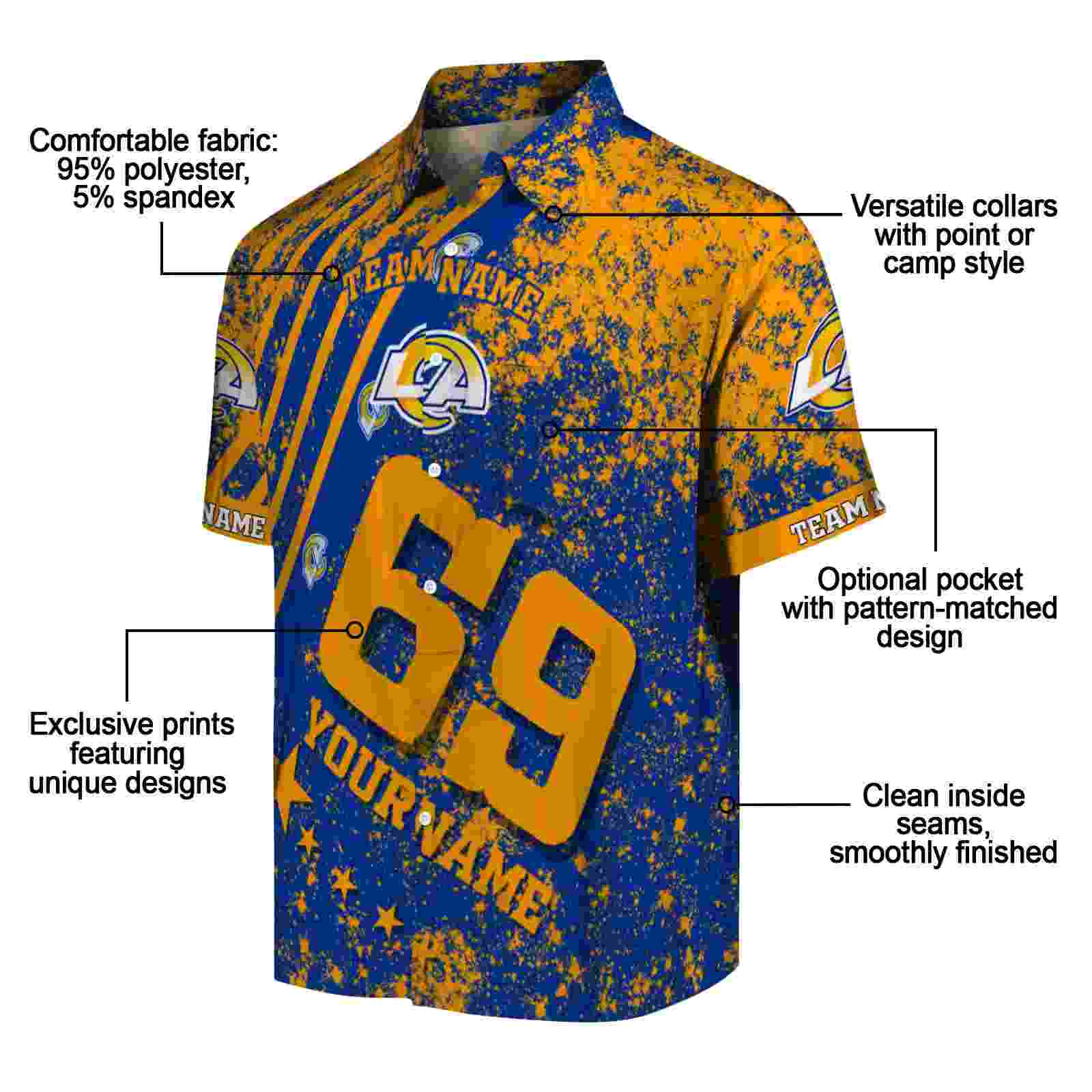 personalized los angeles rams star stripes blue hawaiian shirt new arrival