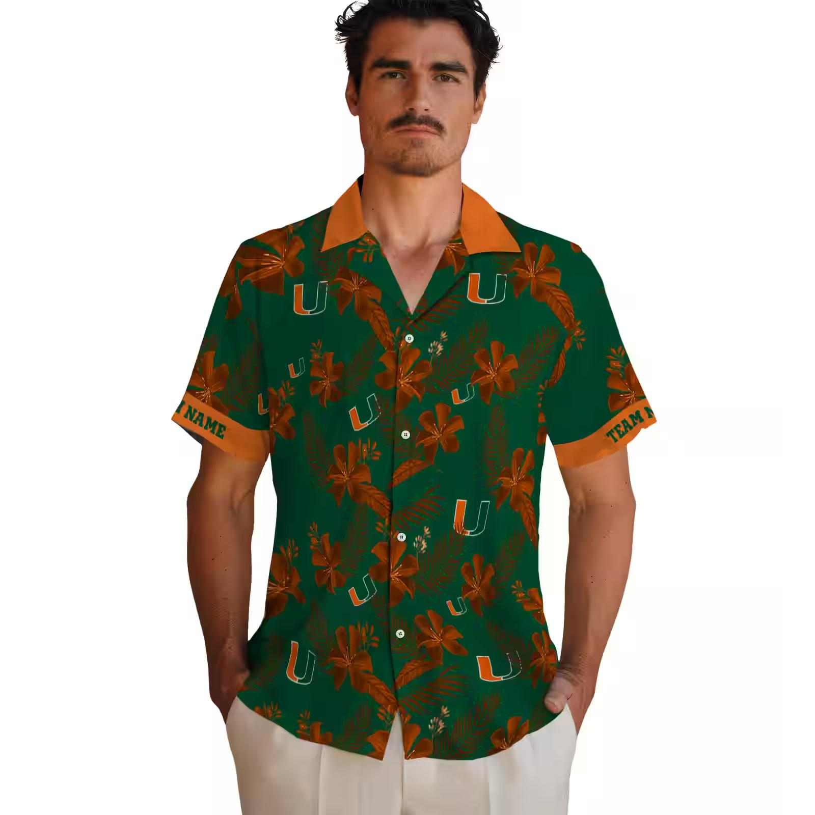 personalized miami hurricanes botanical print green hawaiian shirt fashion forward