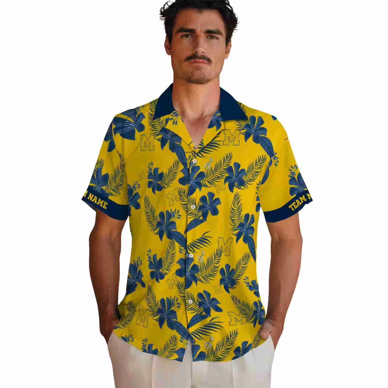 personalized michigan wolverines botanical print maize hawaiian shirt fashion forward