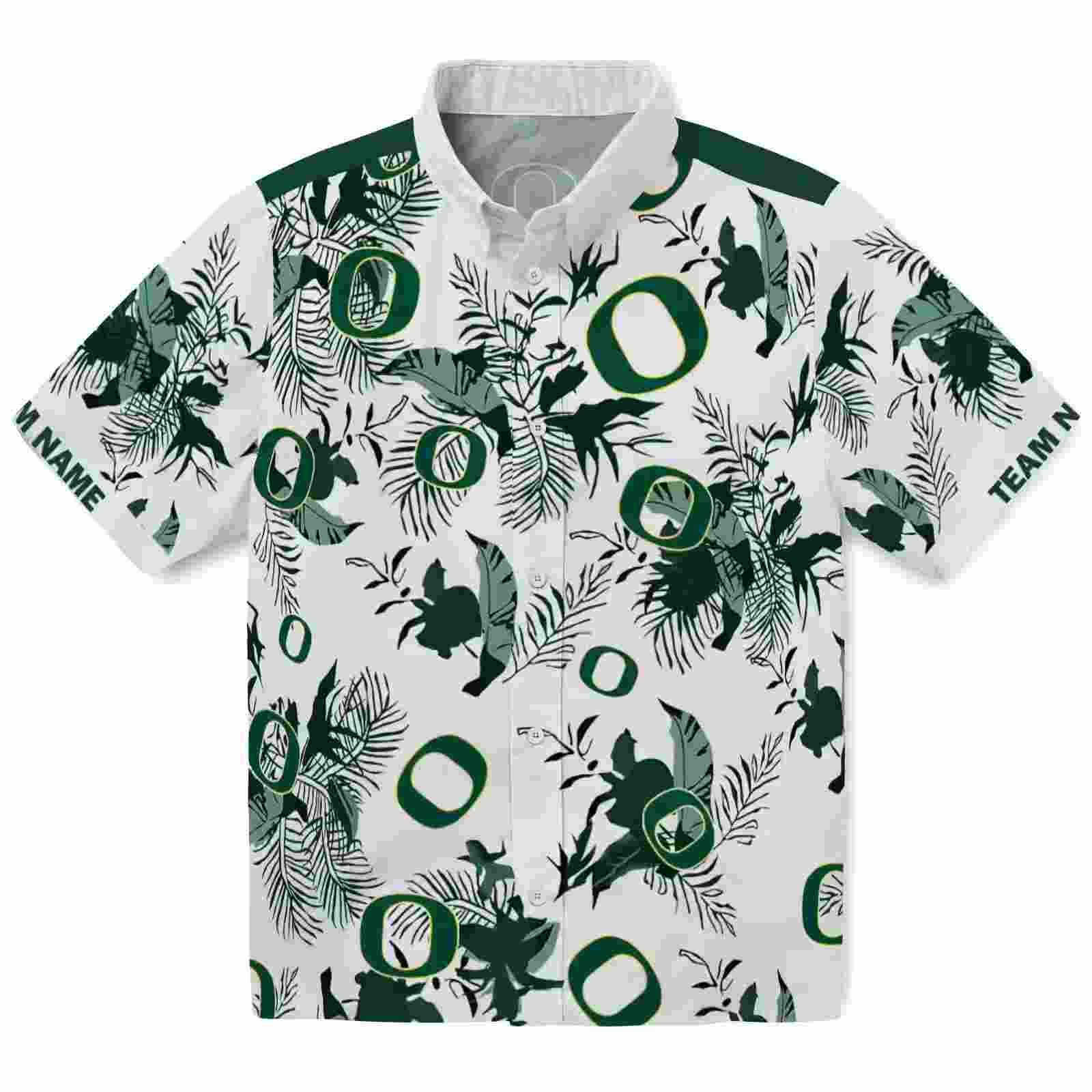 personalized oregon ducks botanical theme green white hawaiian shirt best selling