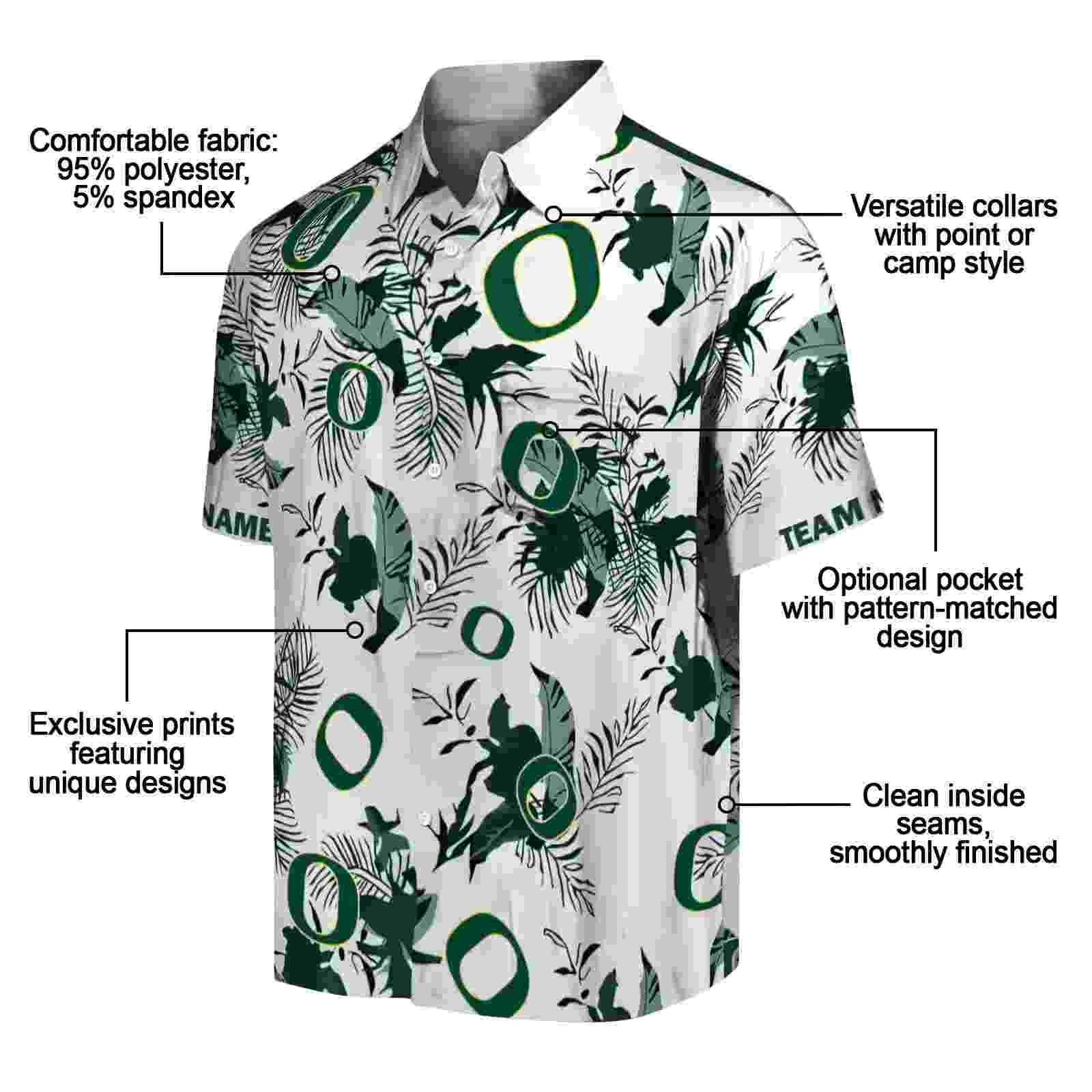 personalized oregon ducks botanical theme green white hawaiian shirt new arrival