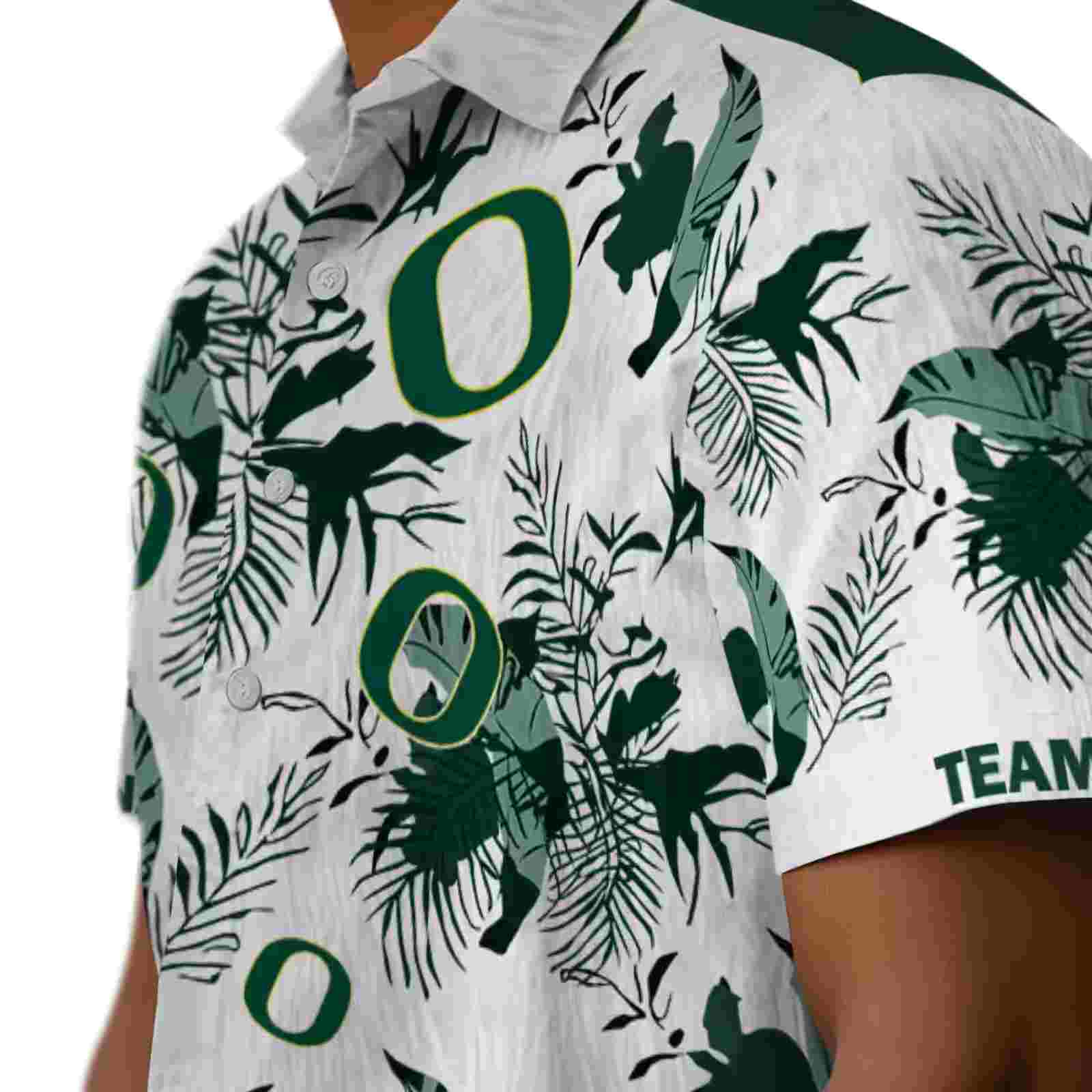 personalized oregon ducks botanical theme green white hawaiian shirt trendy