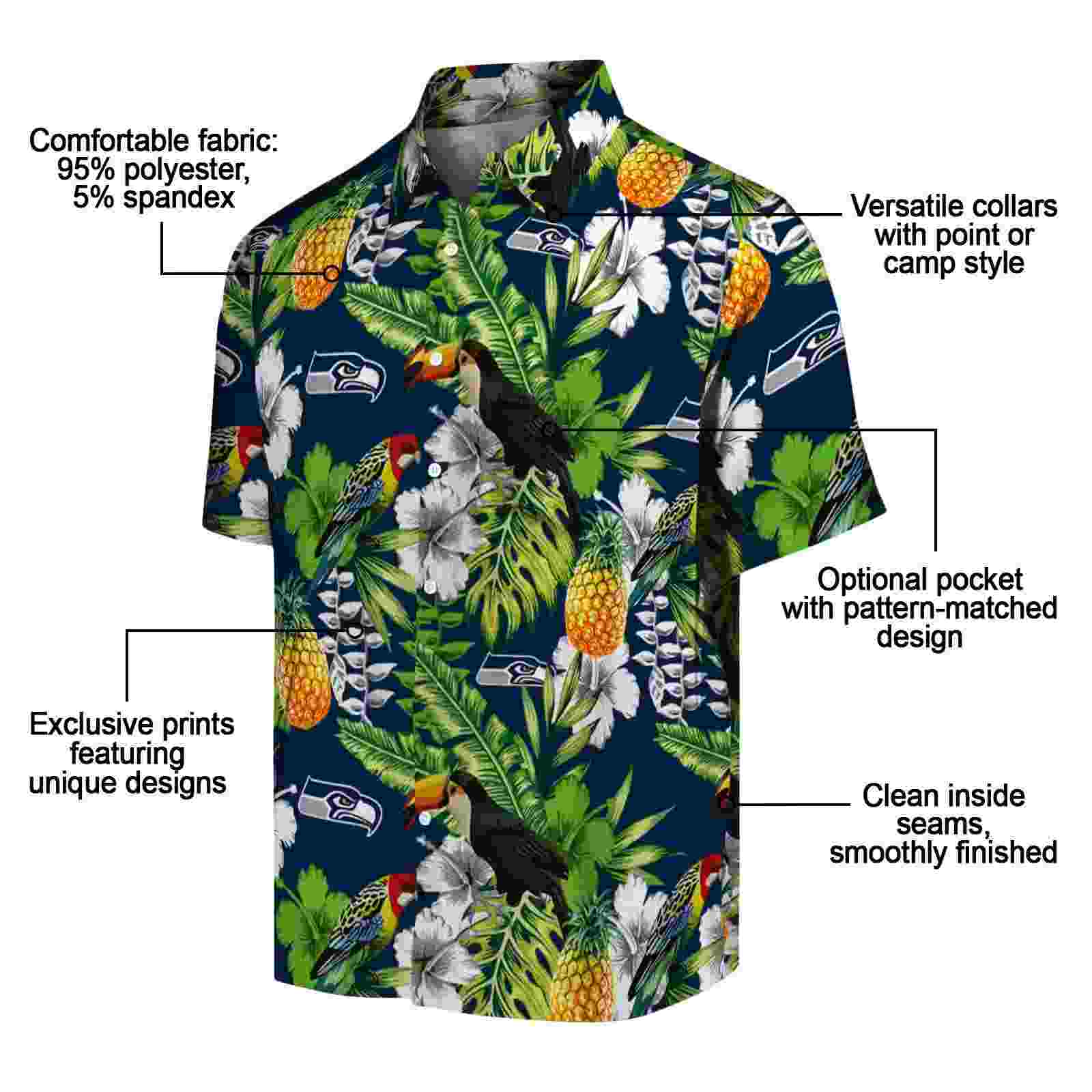 personalized seattle seahawks tropical toucan blue green hawaiian shirt new arrival