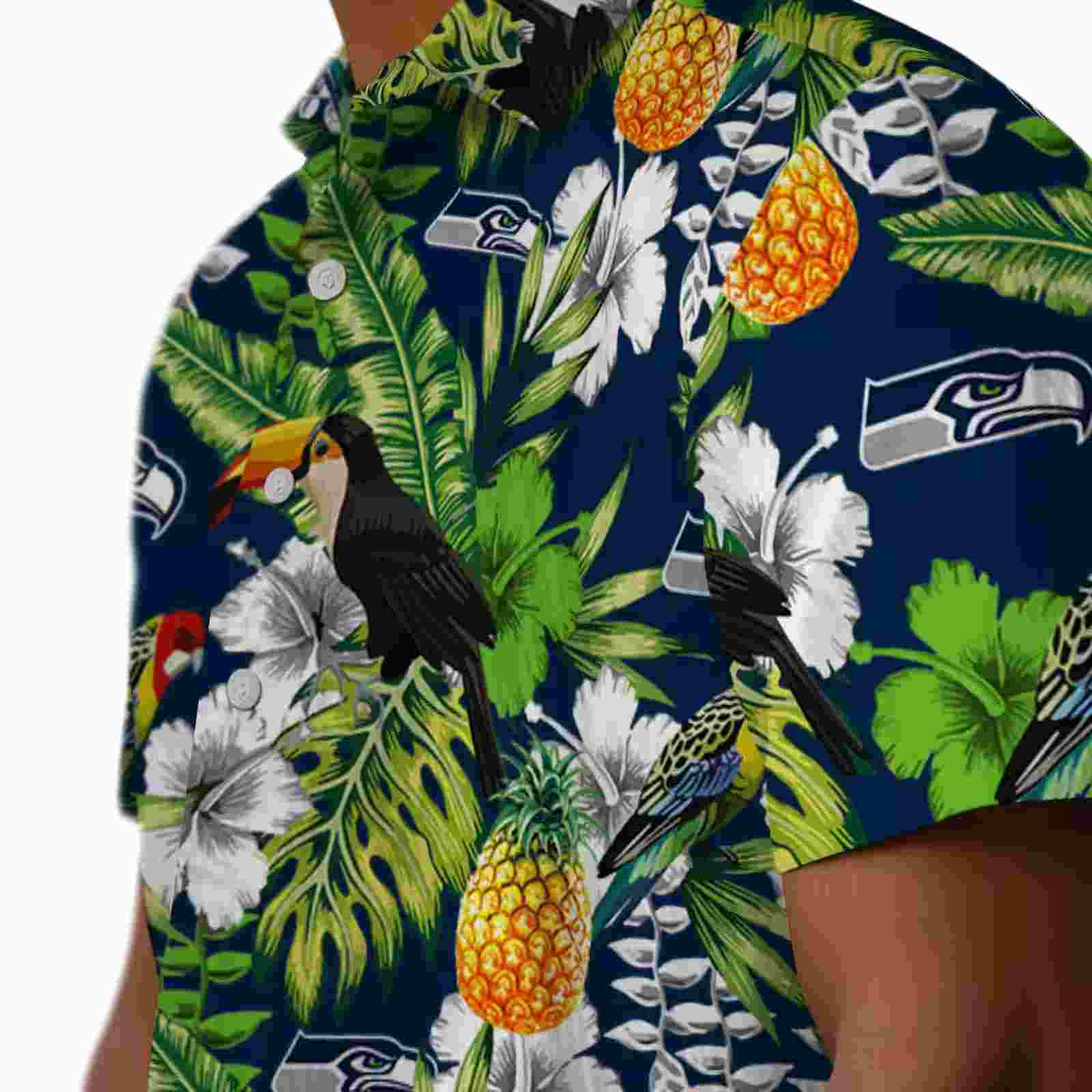 personalized seattle seahawks tropical toucan blue green hawaiian shirt trendy