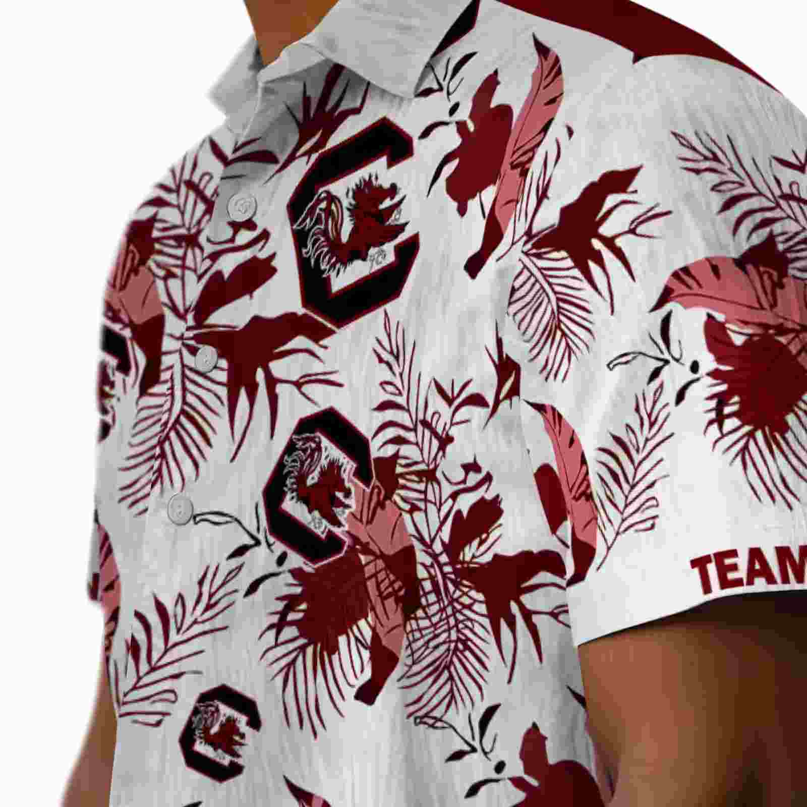 personalized south carolina gamecocks botanical theme garnet white hawaiian shirt trendy