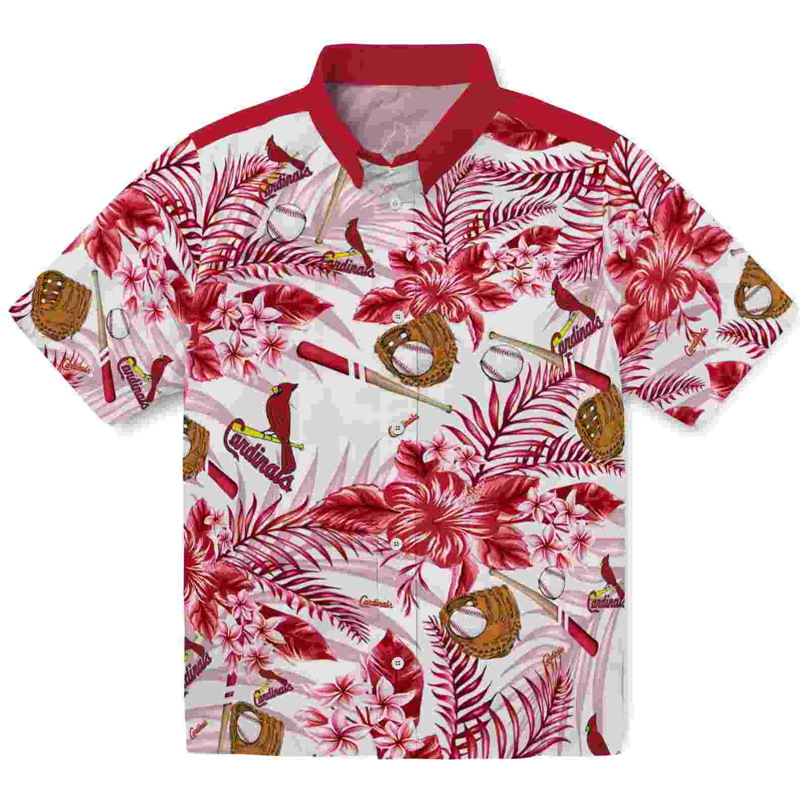 Personalized St. Louis Cardinals Floral Baseball Red White Hawaiian Shirt